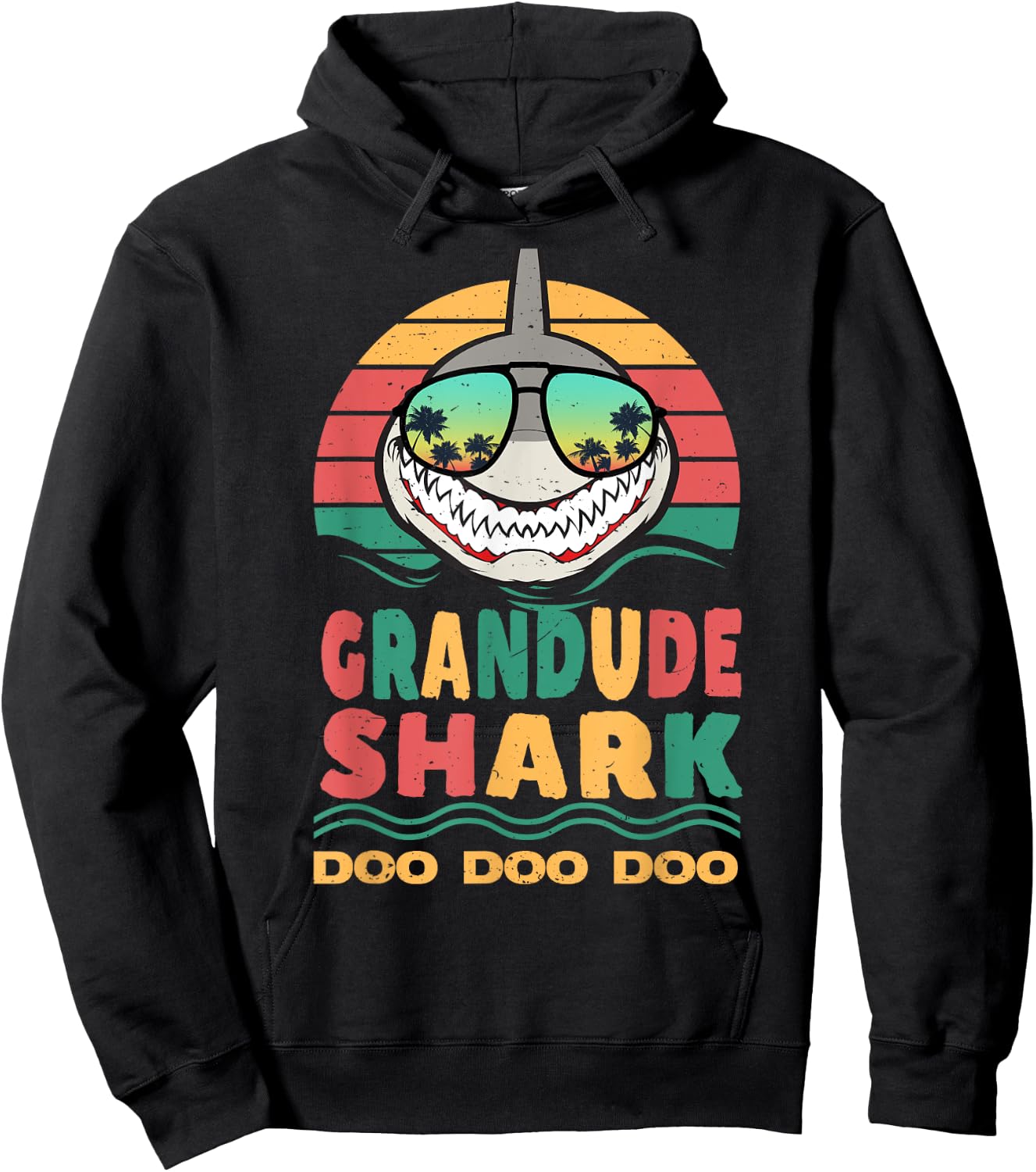 Grandude Shark Father's Day Papa Dad Grandpa Men Gift Hoodie - Hoodie | Black
