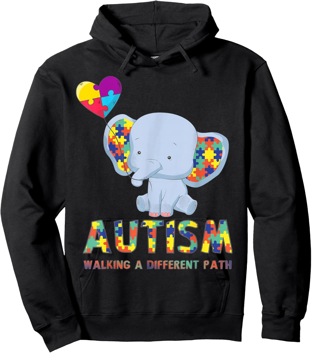 Autism Elephant Walking A Different Path T Shirt For Kids Hoodie - Hoodie | Black