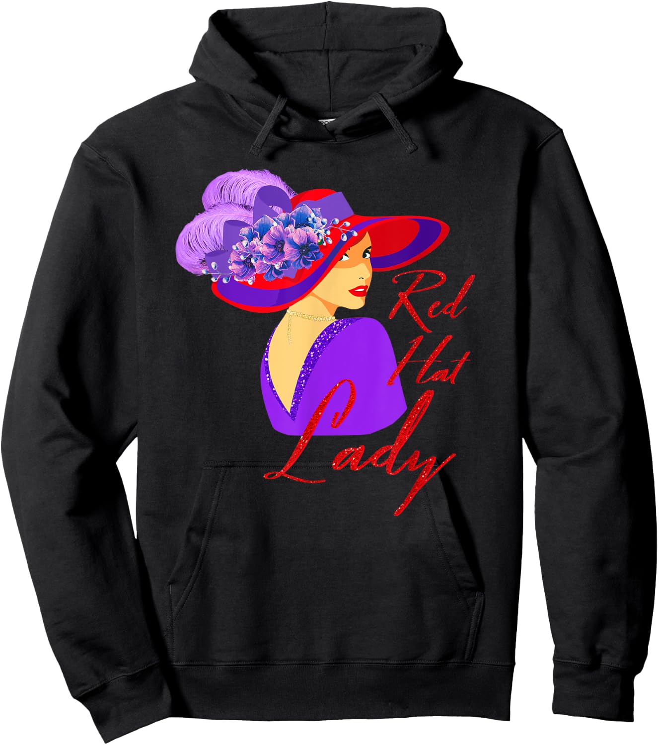 Red Hat Elegant Lady Vintage Style Hoodie - Hoodie | Black