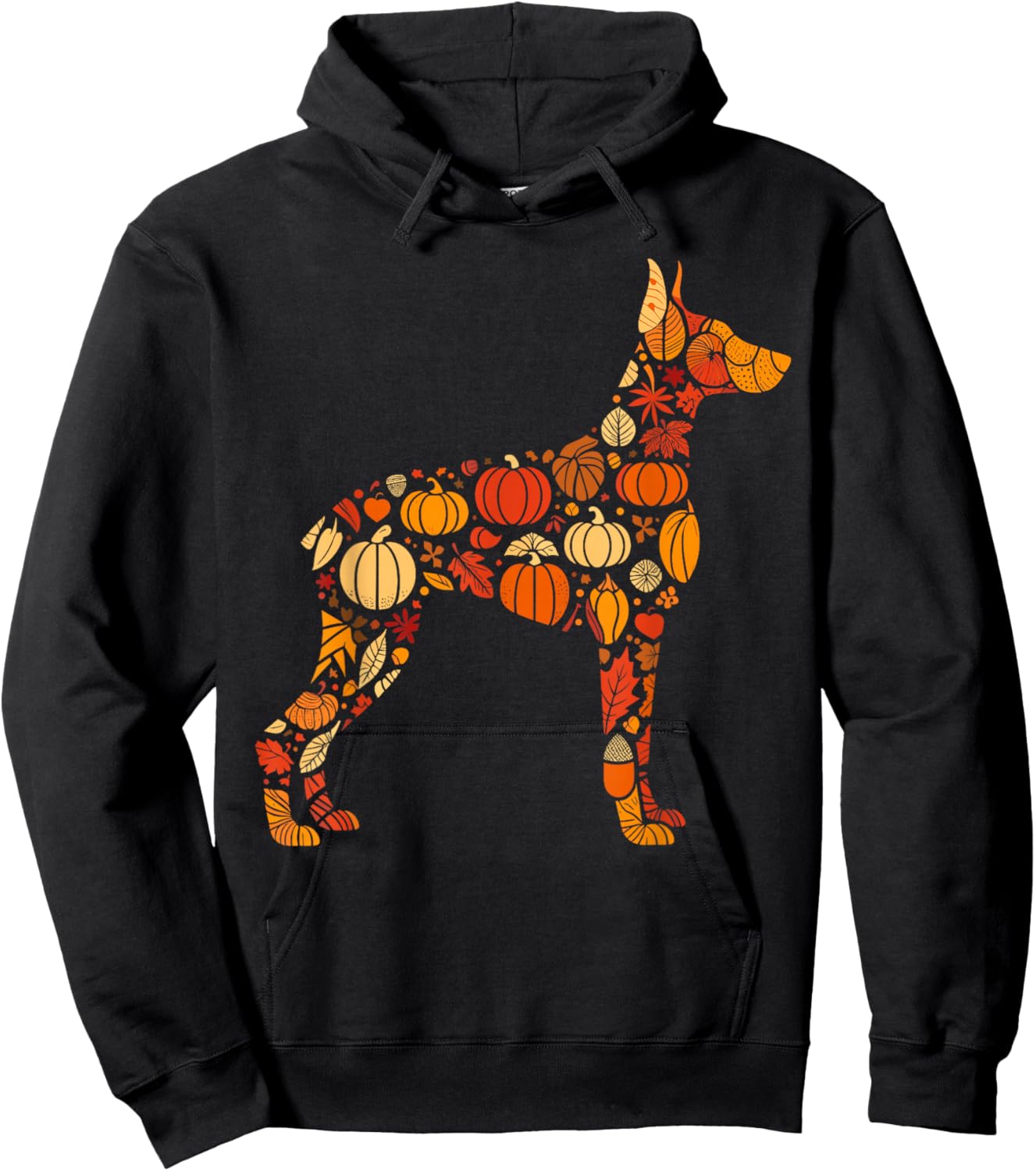 Autumn Pumpkin Doberman Pinscher Thanksgiving Hoodie - Hoodie | Black