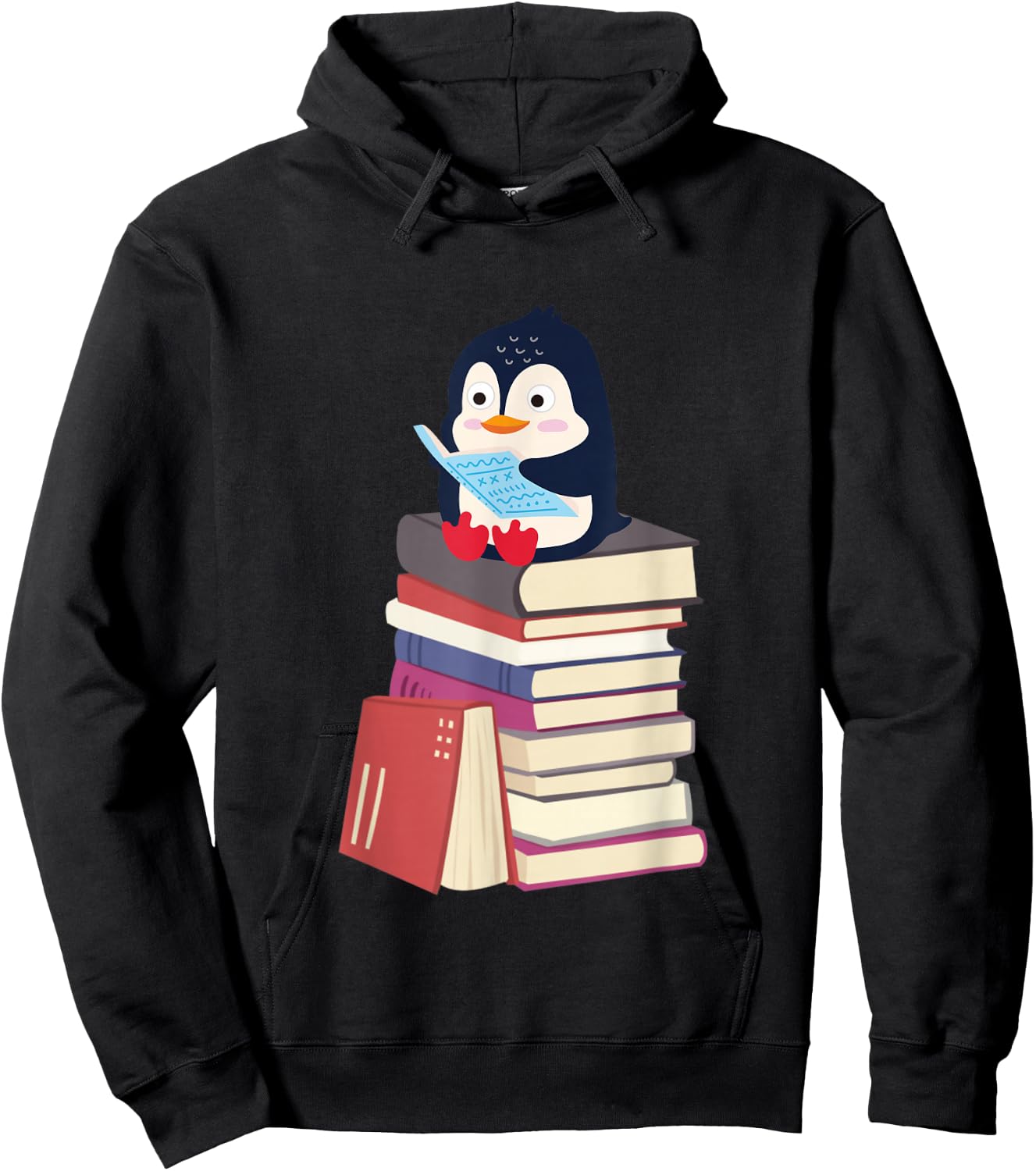 Teacher Librarian Kawaii Penguin, Book Lover Penguin Hoodie - Hoodie | Black