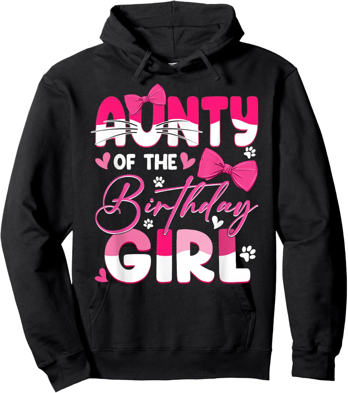 Aunty Of The Birthday Girl Cat Kitty Family Matching Hoodie - Hoodie | Black