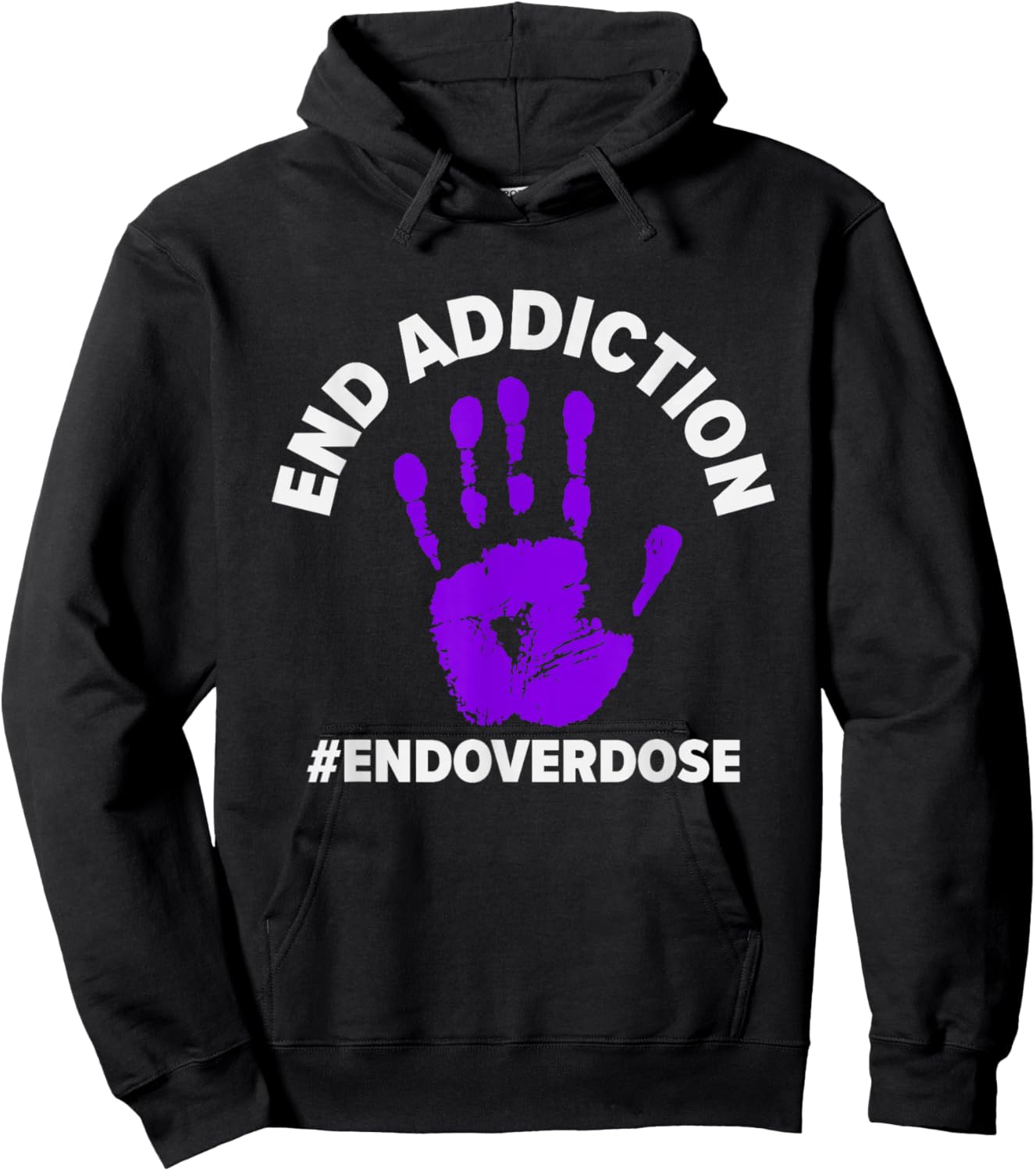 End Addiction | Purple Ribbon | Overdose Awareness Hoodie - Hoodie | Black