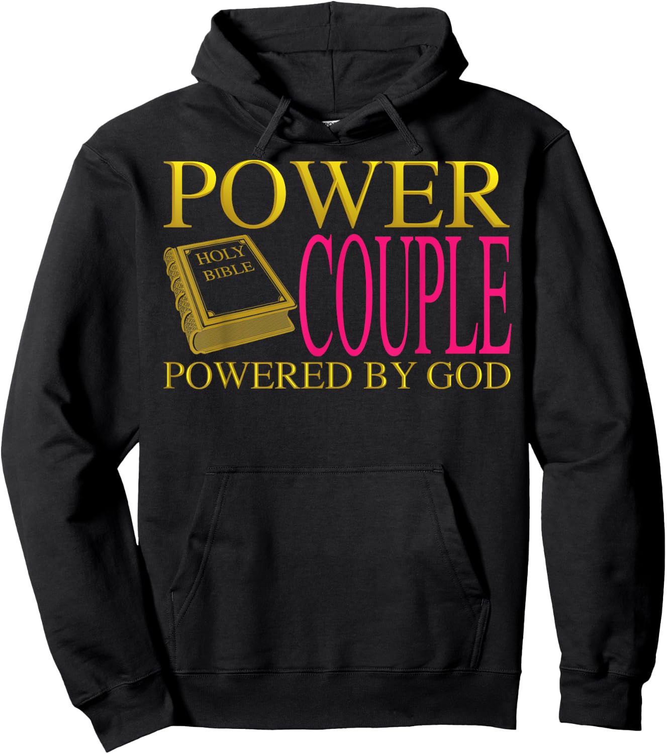 Funny Power Couple Powered God | Cool Christian Couple Gift Hoodie - Hoodie | Black