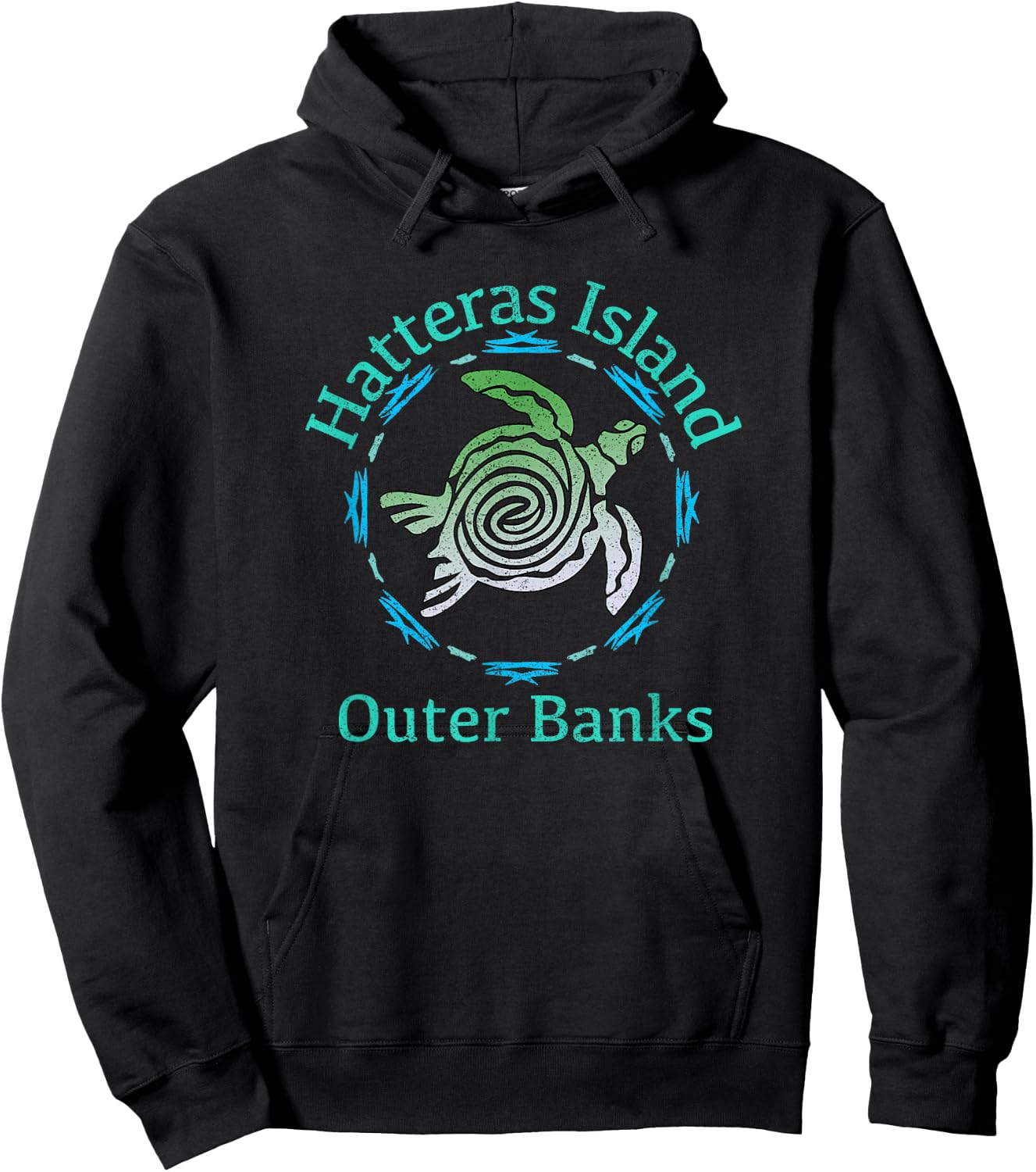 Hatteras Island, Outer Banks / Vintage Tribal Turtle Gift Hoodie - Hoodie | Black