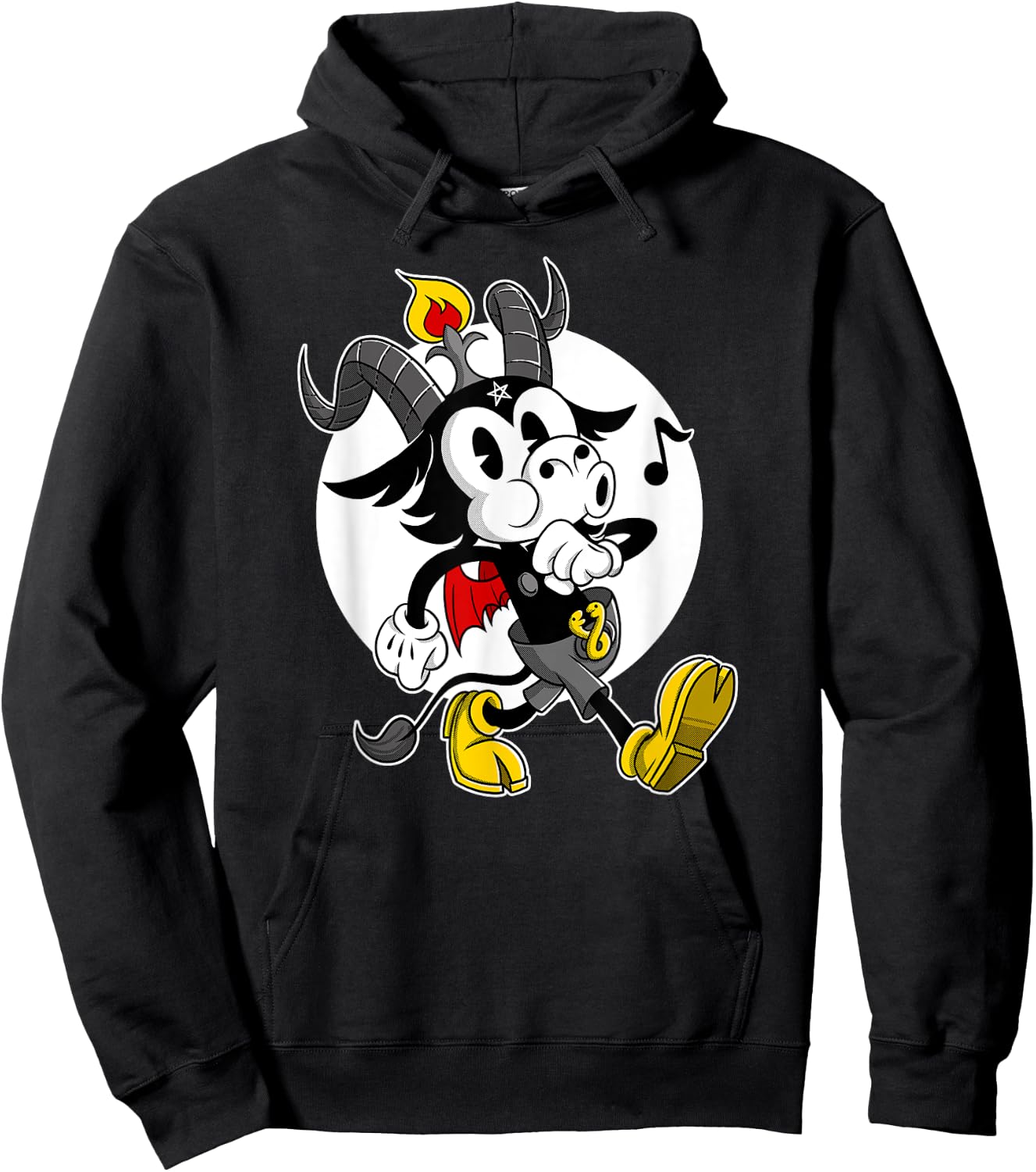 Atheist Satan Cute Baphomet goat whistling old Cartoon Hoodie - Hoodie | Black