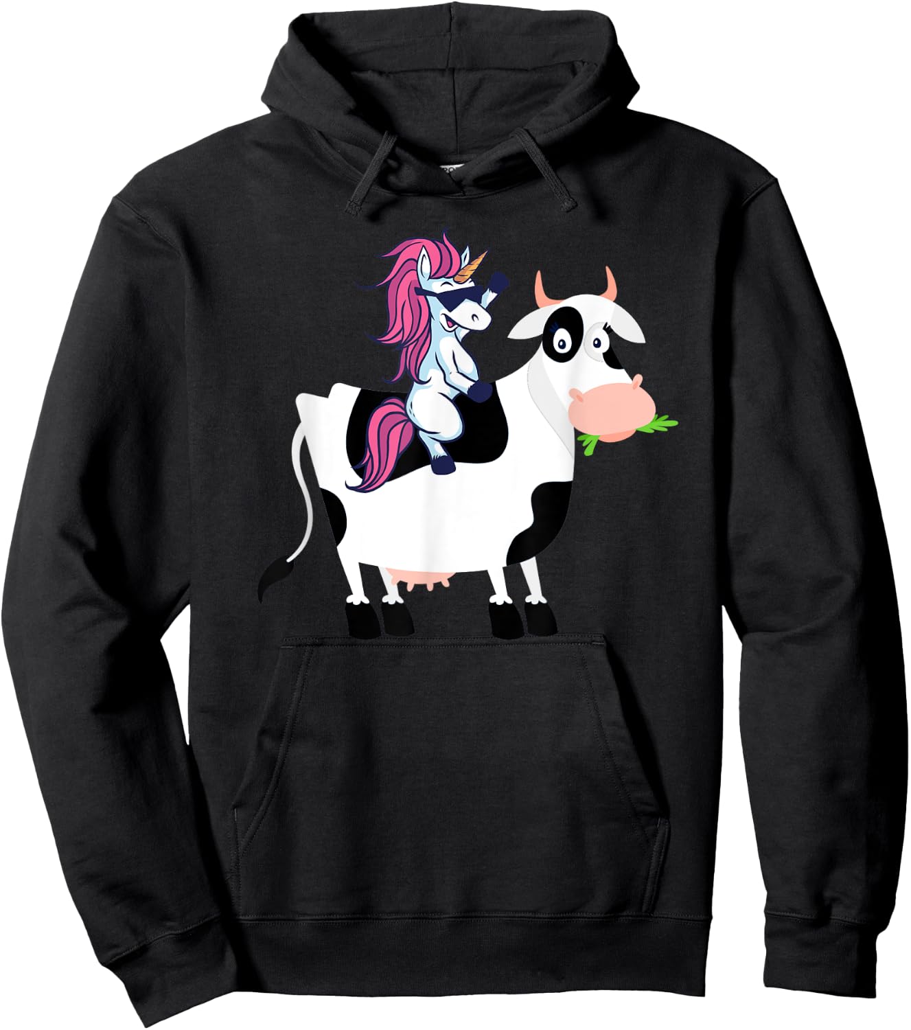 Unicorn Cow Shirt Funny Unicorn Riding Cow Gift Hoodie - Hoodie | Black
