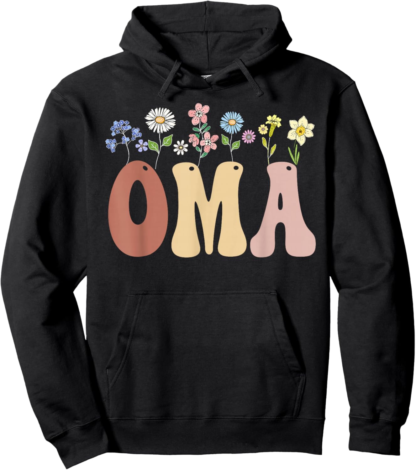 Oma Gifts Women Wildflower Floral Design Oma Hoodie - Hoodie | Black