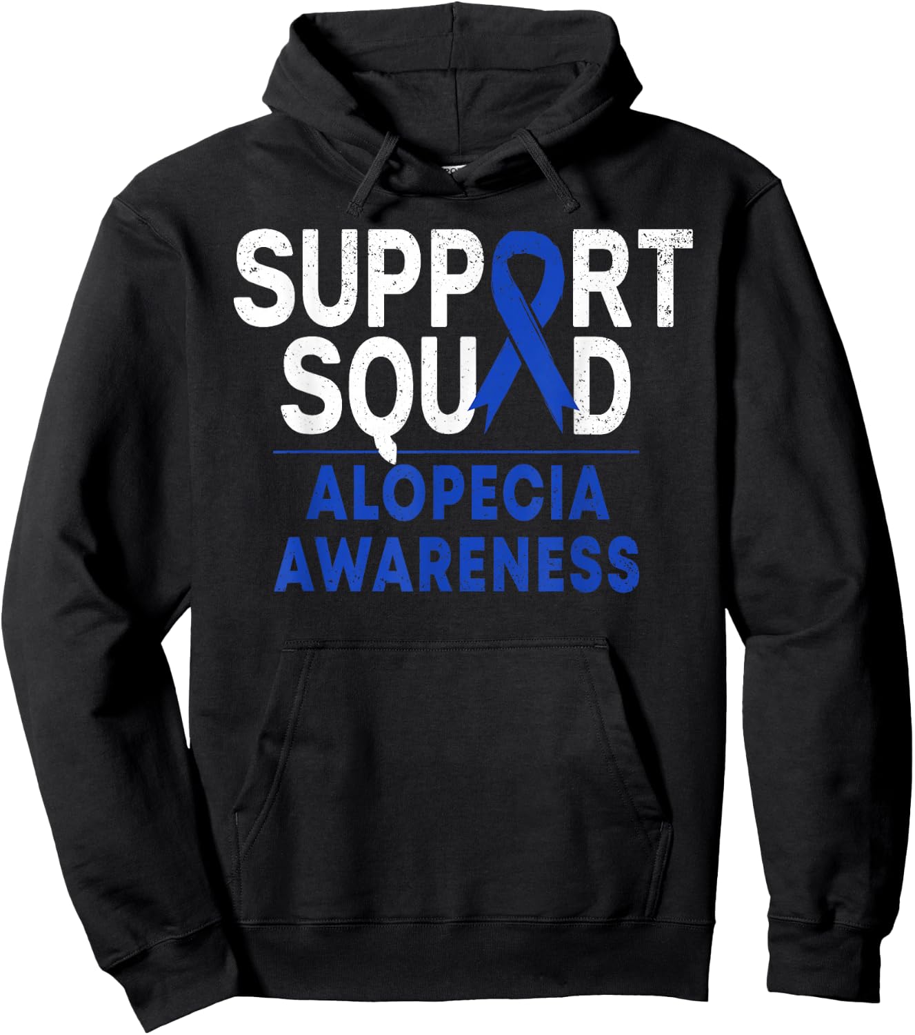 Support Squad Alopecia Awareness Blue AA Ribbon Warrior Hoodie - Hoodie | Black