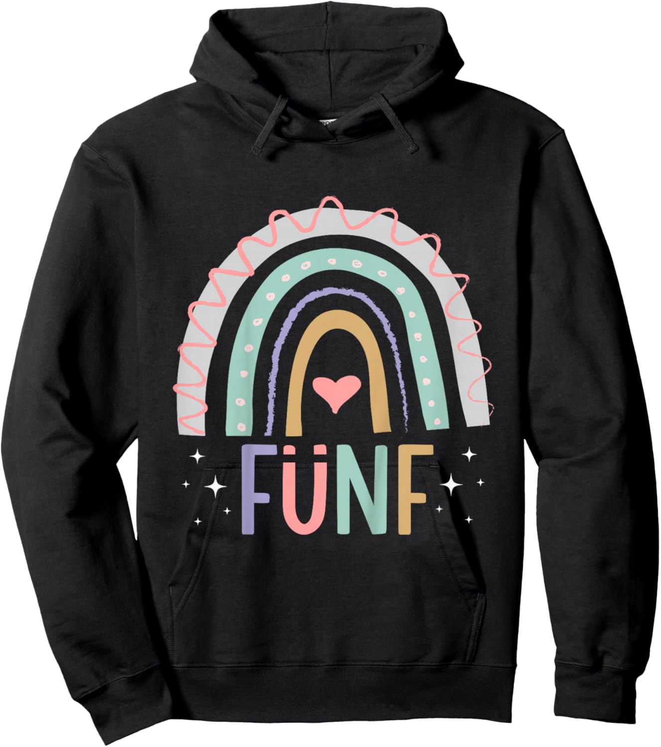 5. Geburtstag süßes Regenbogen Mädchen 5 Jahre alt Hoodie - Hoodie | Black