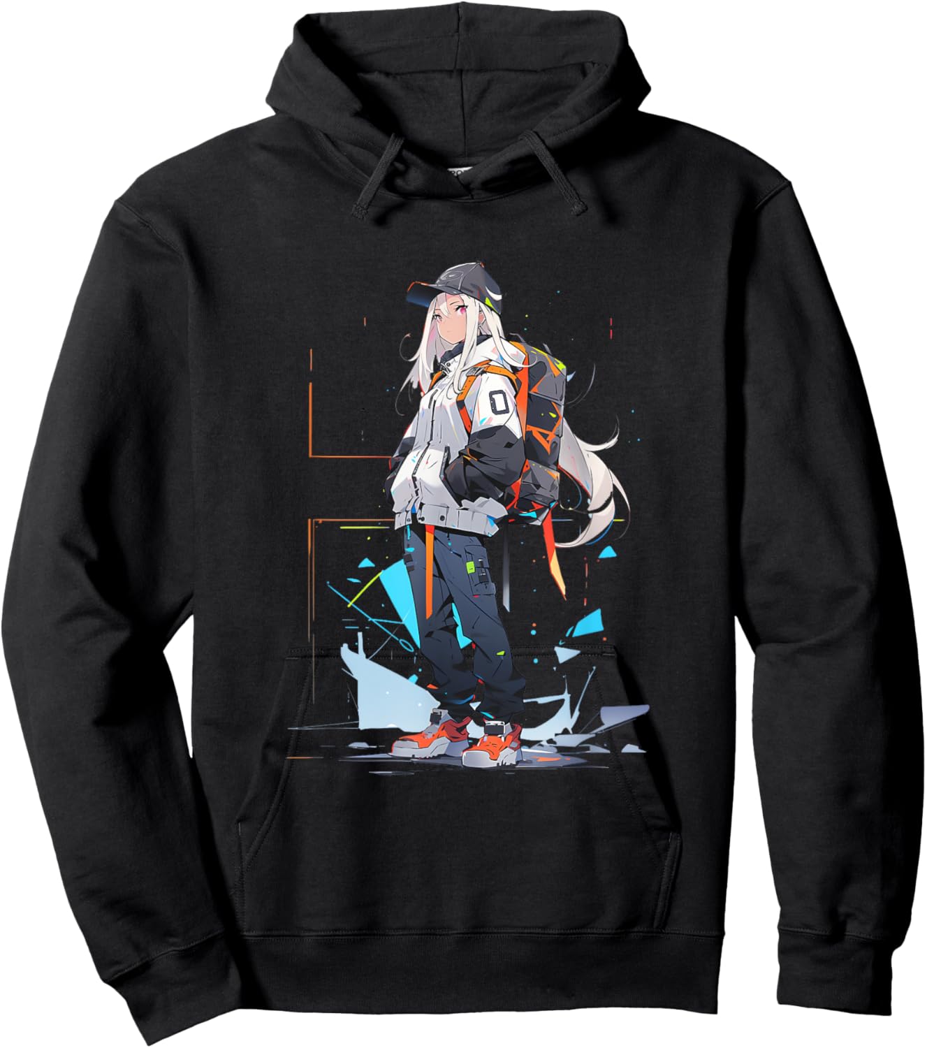 Anime Girl Anime Otaku Japanese Aesthetic | Cyberpunk Hoodie - Hoodie | Black
