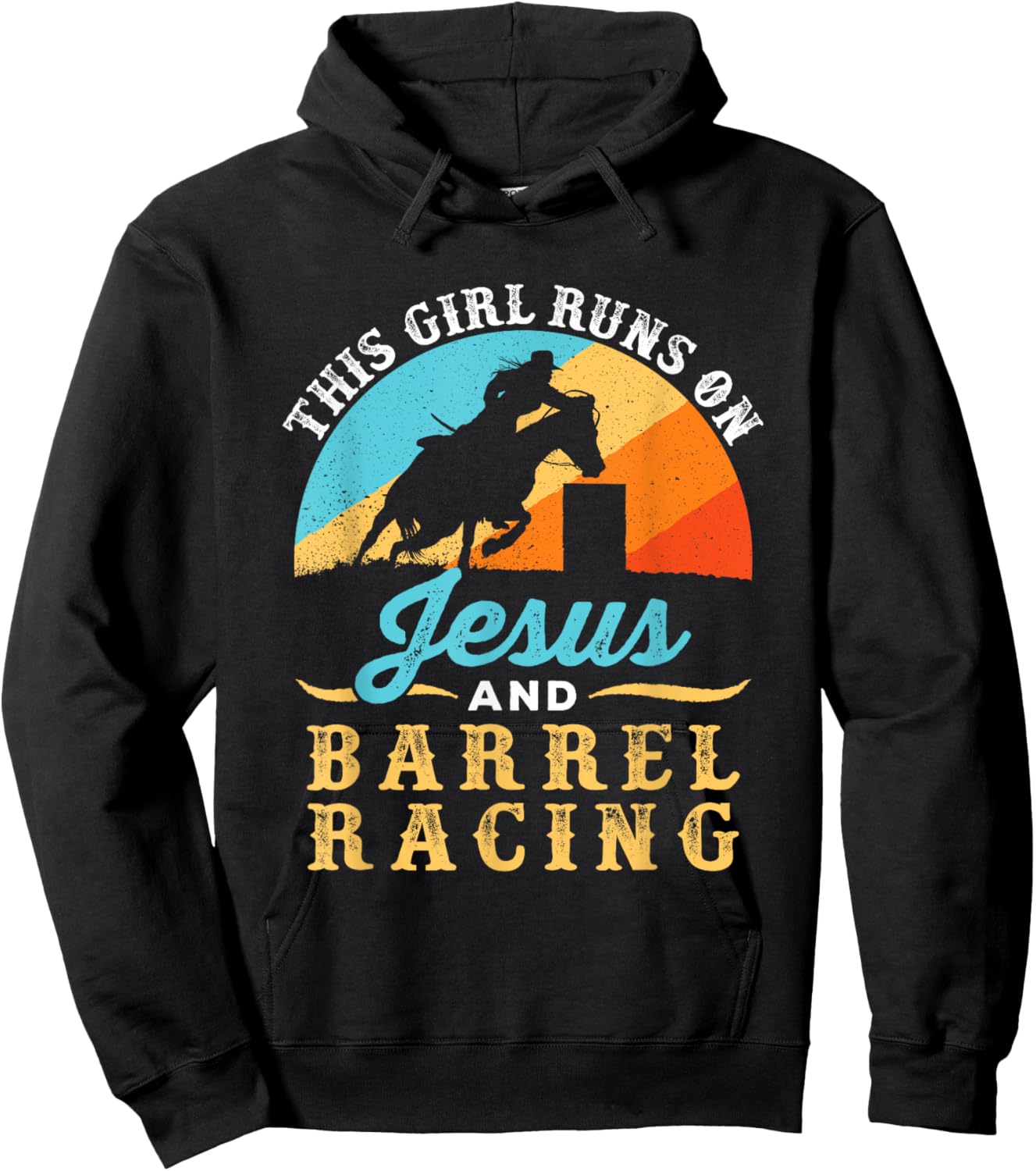 This Girl Runs on Jesus and Barrel Racing Horse Western Hoodie - Hoodie | Black