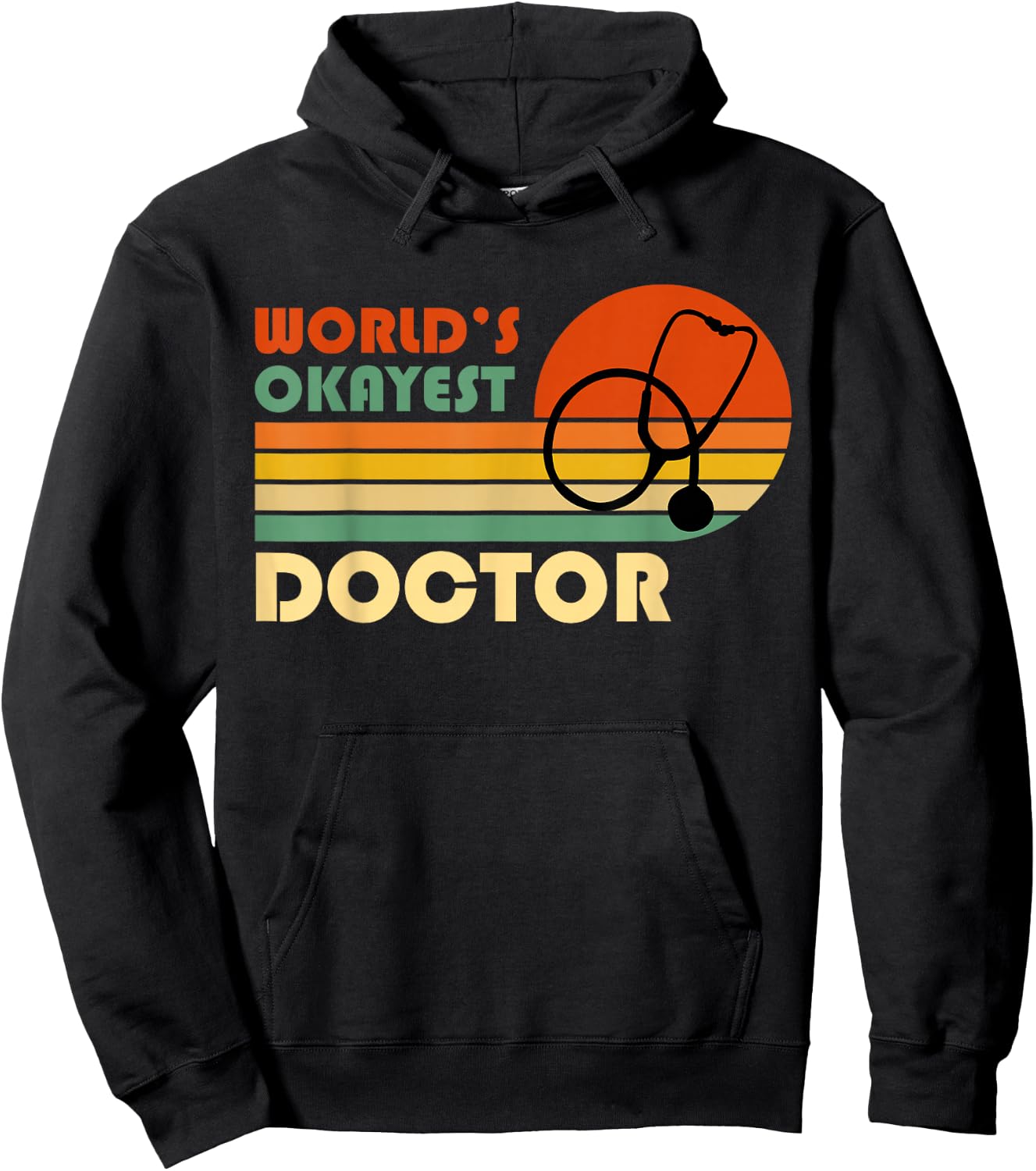 World's Okayest Doctor - Funny Retro Vintage Gift Hoodie - Hoodie | Black