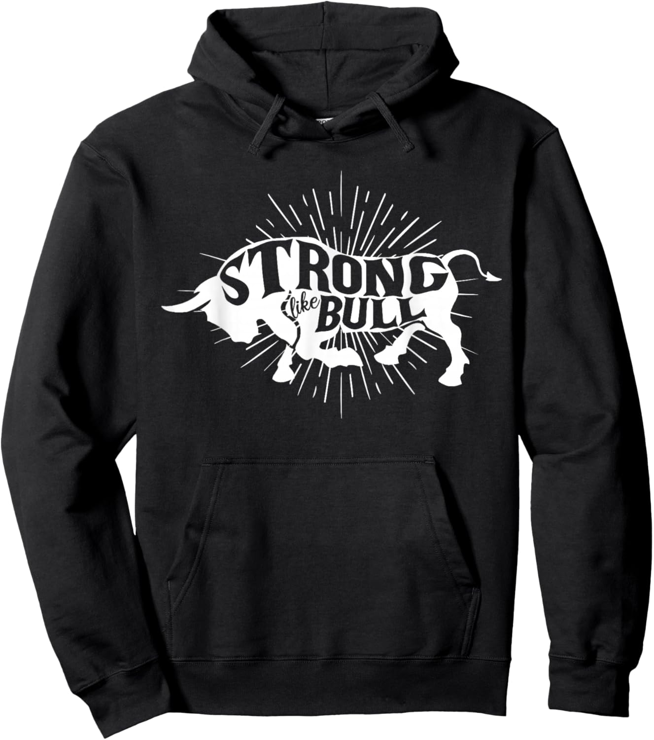 Strong Like Bull Powerlifter Bodybuilder Gym Cowboy Gym Hoodie - Hoodie | Black