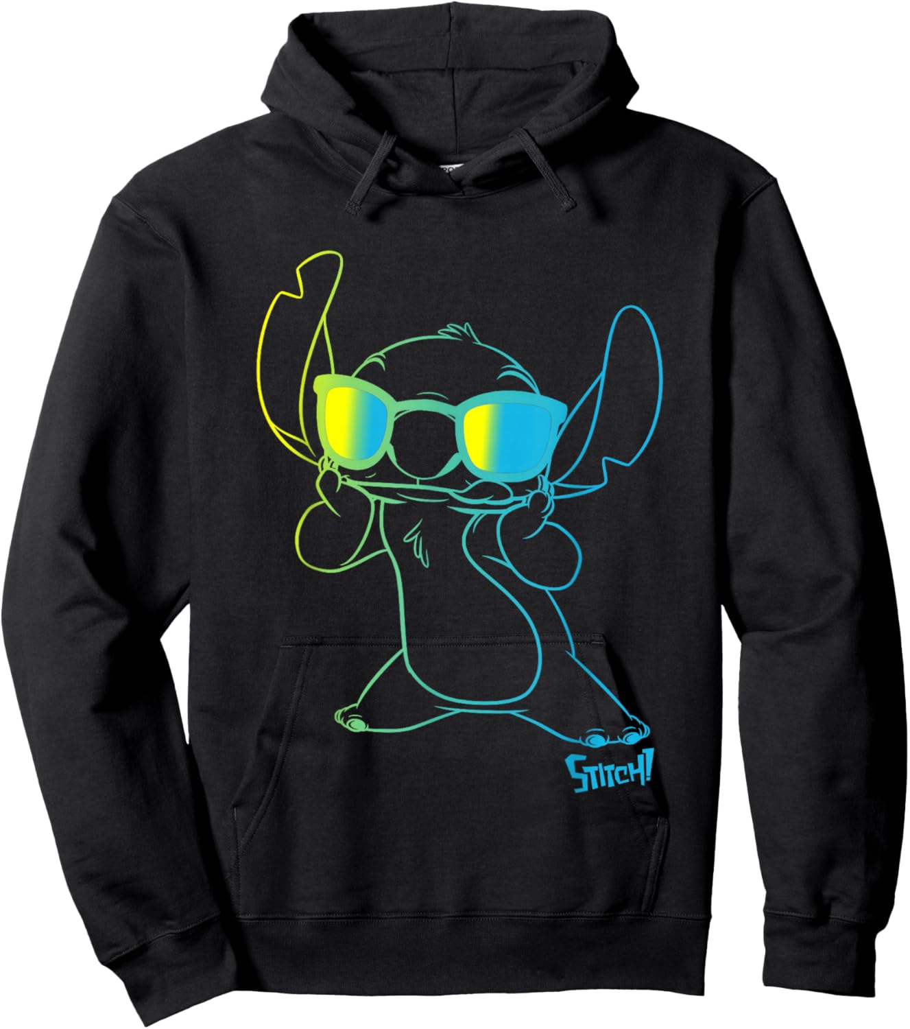 Disney Lilo & Stitch Cool Stitch Neon Outline Chest Portrait Hoodie - Hoodie | Black