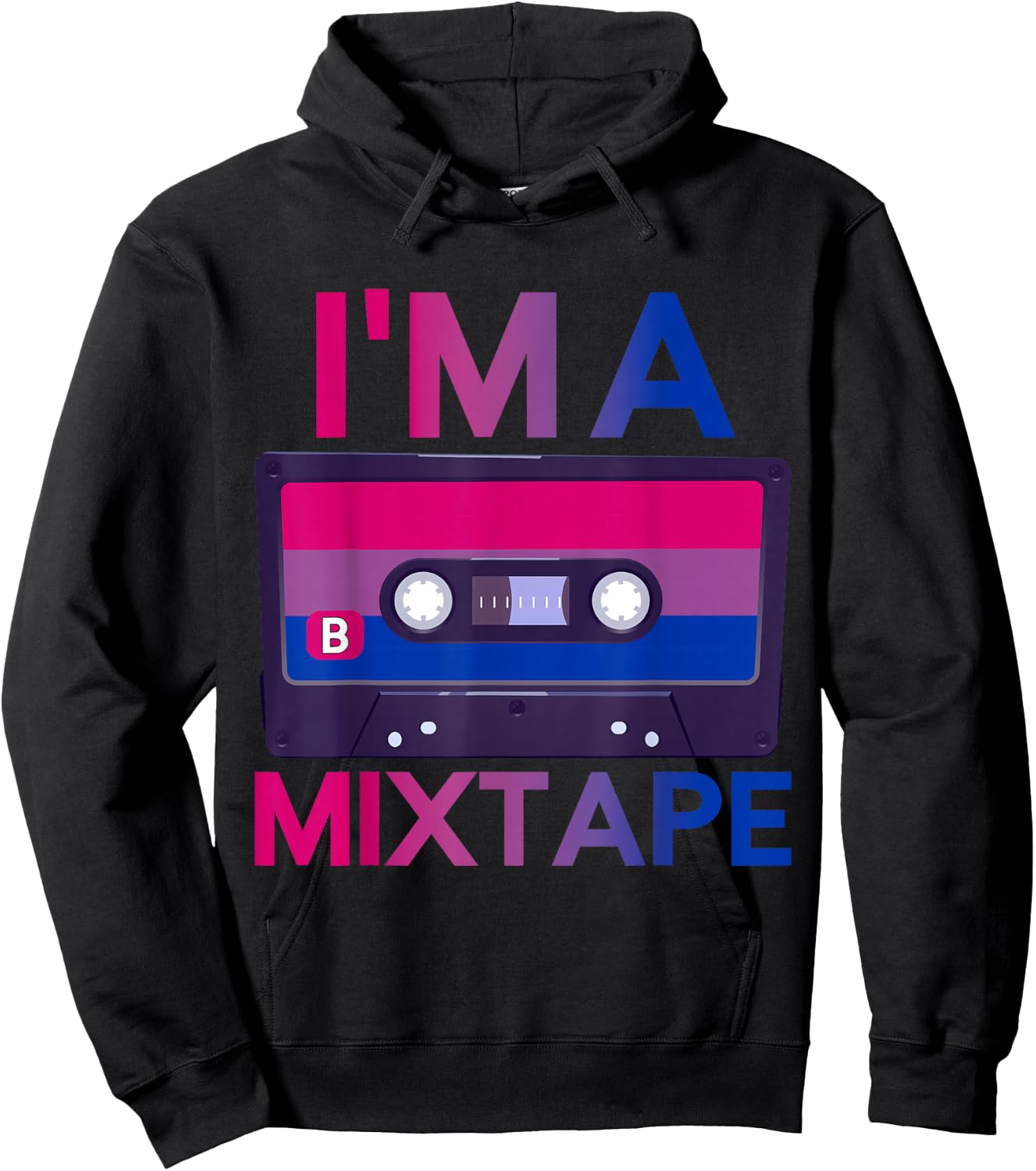 Im A Mixtape Vintage Cassette Bisexuality Bi Pride Bisexual Hoodie - Hoodie | Black