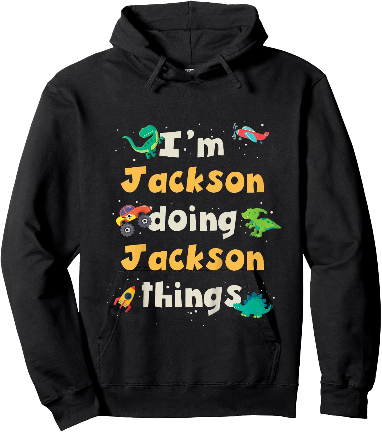 Kids Cool Jackson Personalized First Name Boys Hoodie - Hoodie | Black