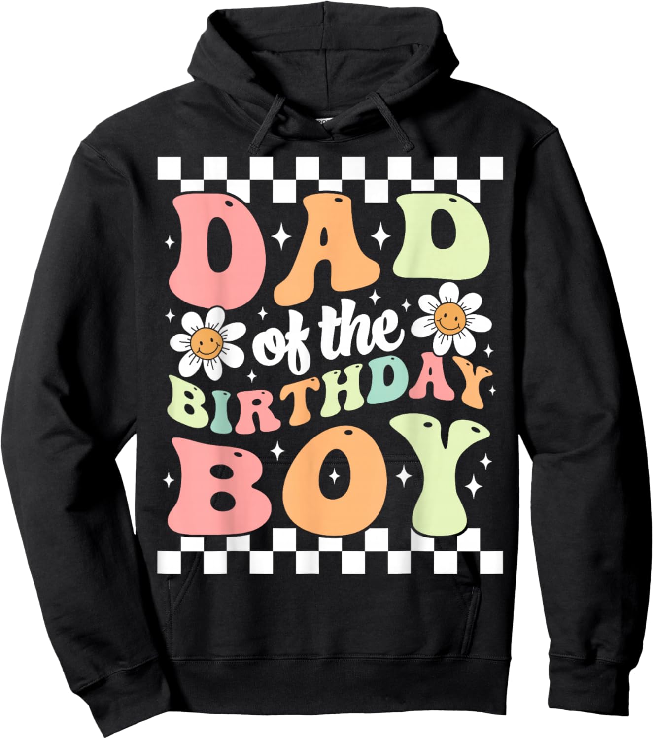 Dad of The Birthday Boy Retro Family Groovy Birthday Party Hoodie - Hoodie | Black