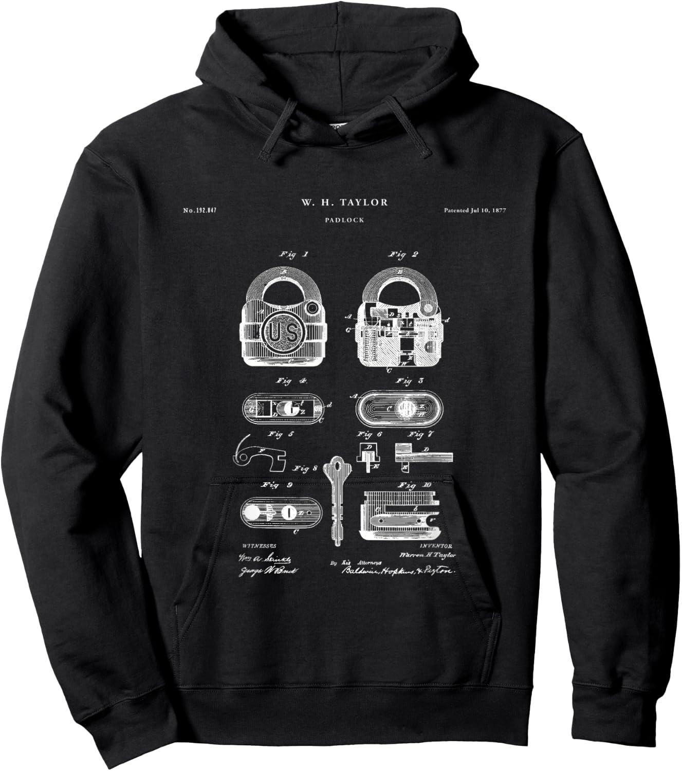 Padlock Patent - locksmith Hoodie - Hoodie | Black