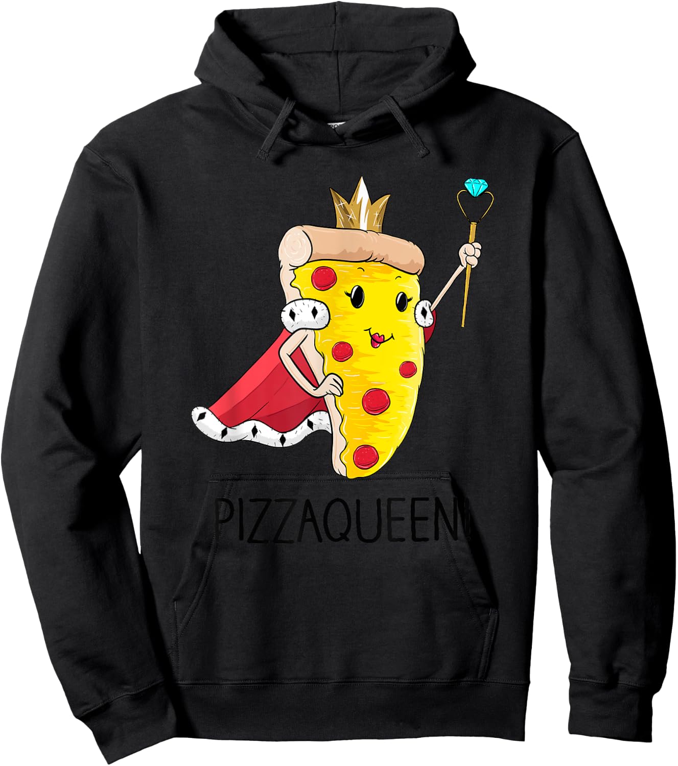 Kids Funny Pizza Queen Shirt Salami Pizza Fast Food Girl Hoodie - Hoodie | Black