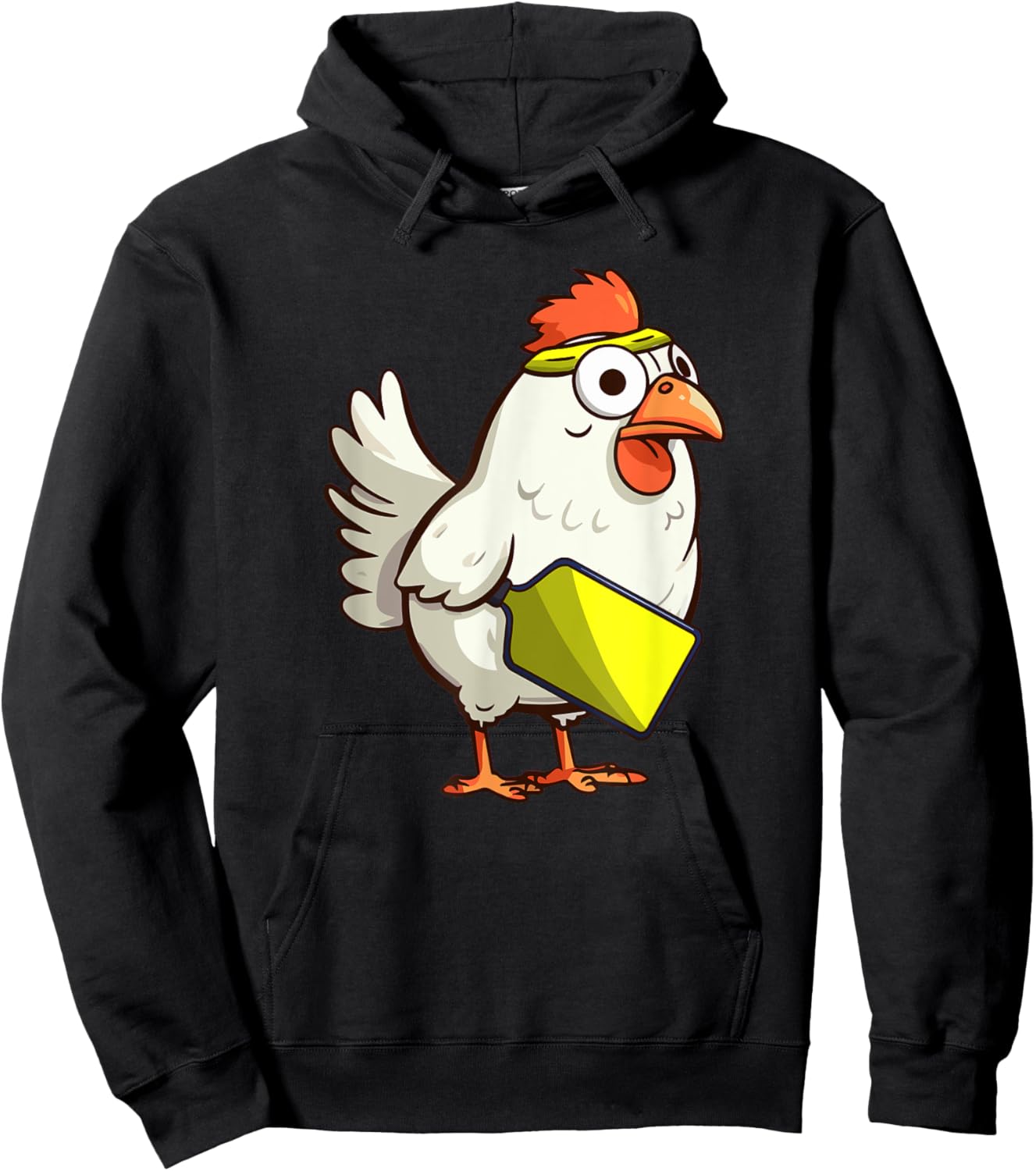 Cute Rooster Funny Chicken Pickleball Player Hoodie - Hoodie | Black