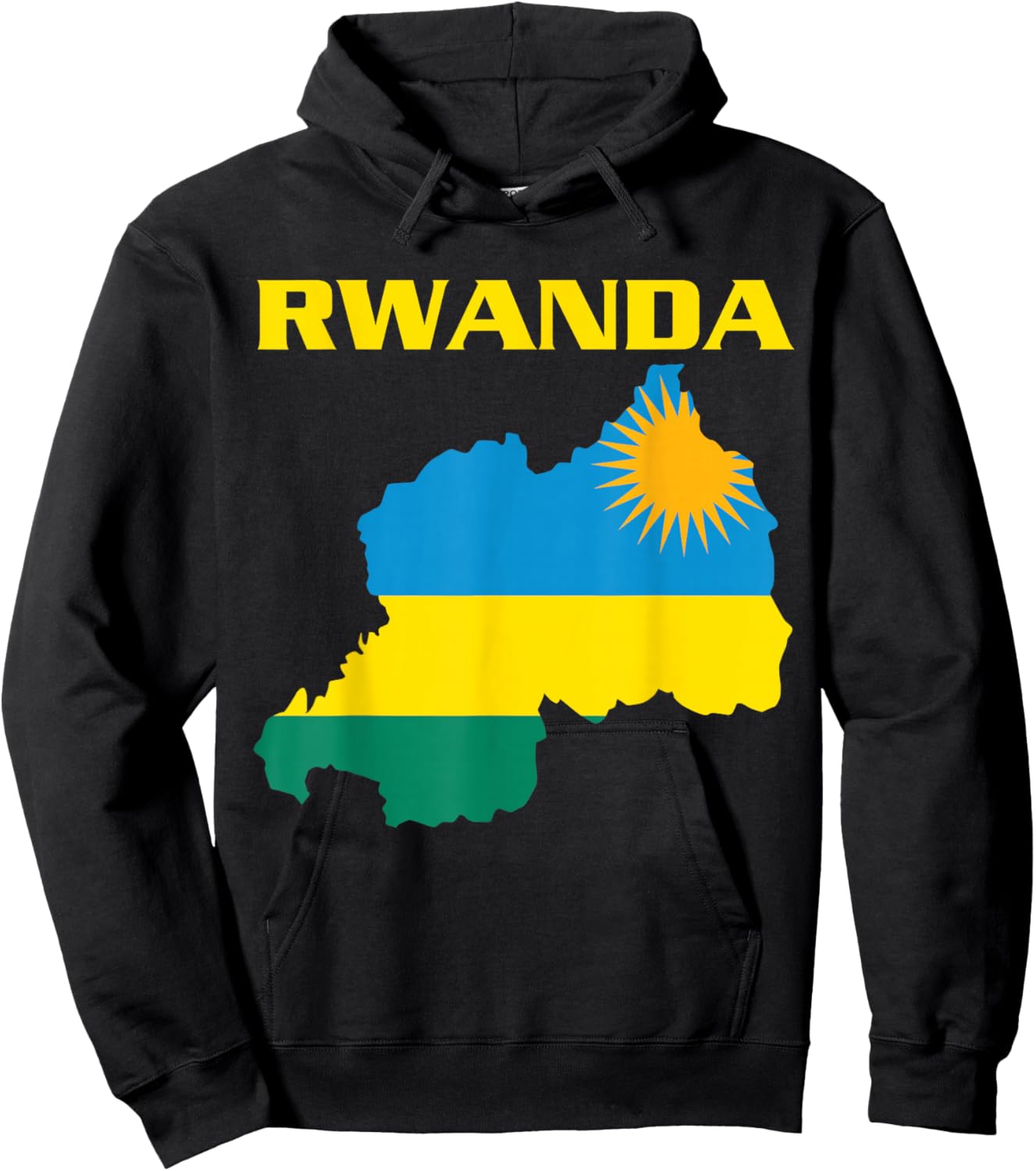 Rwanda Flag Country Shape, Rwandan Flag, Rwanda Hoodie - Hoodie | Black