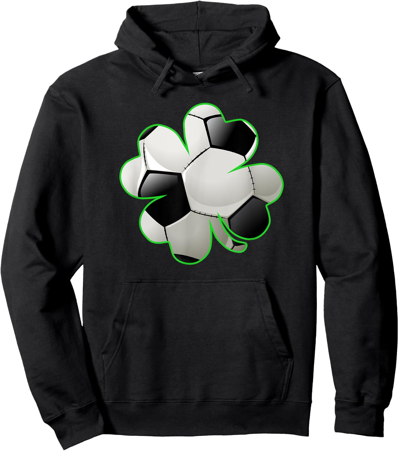 Soccer Ball Shamrock Four Leaf Clover St Patrick's Day Hoodie - Hoodie | Black