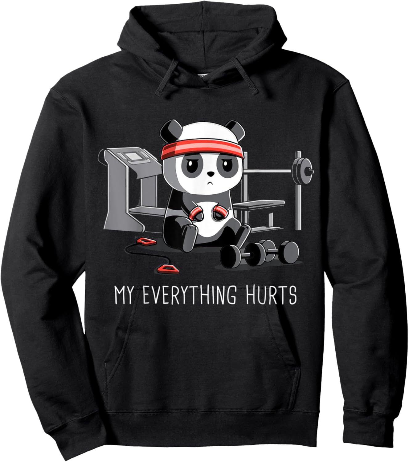 Panda Fitness Pain My Everything Hurts Hoodie - Hoodie | Black