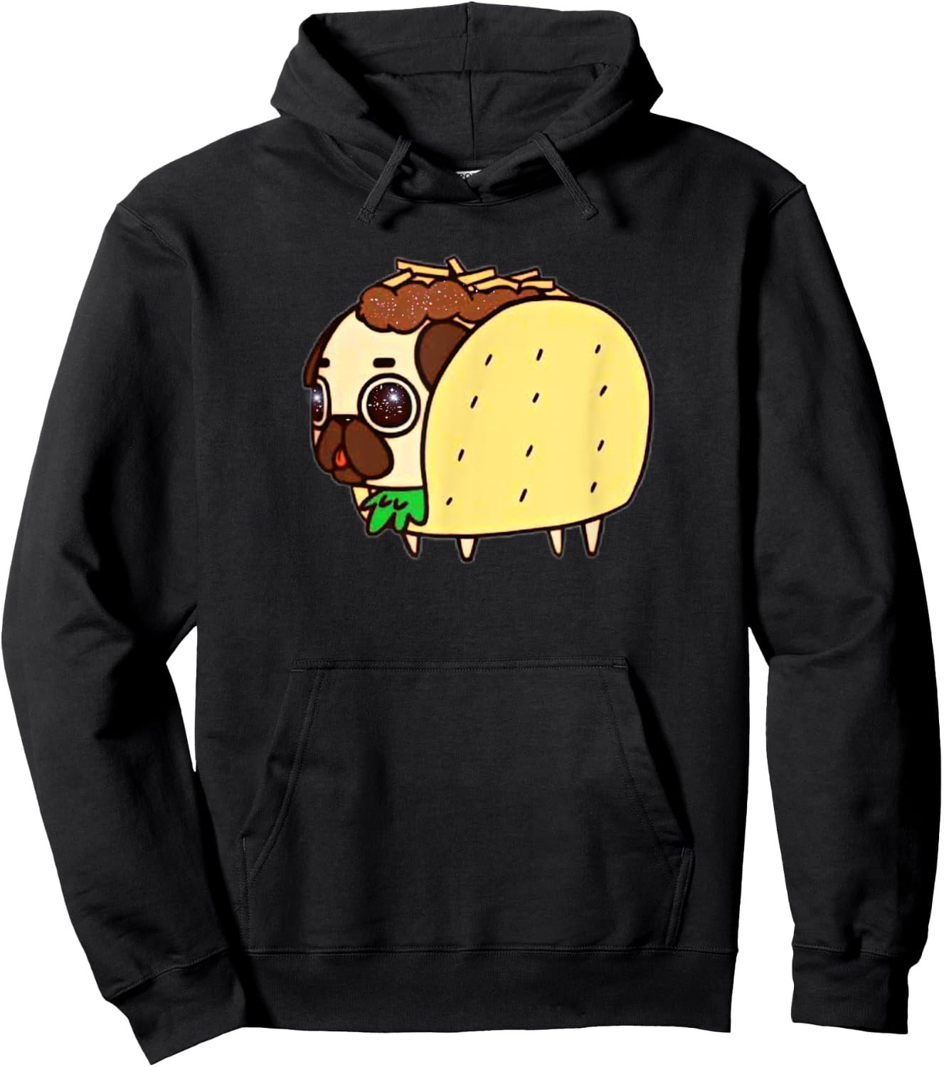 Funny Pug in Taco Hoodie - Hoodie | Black