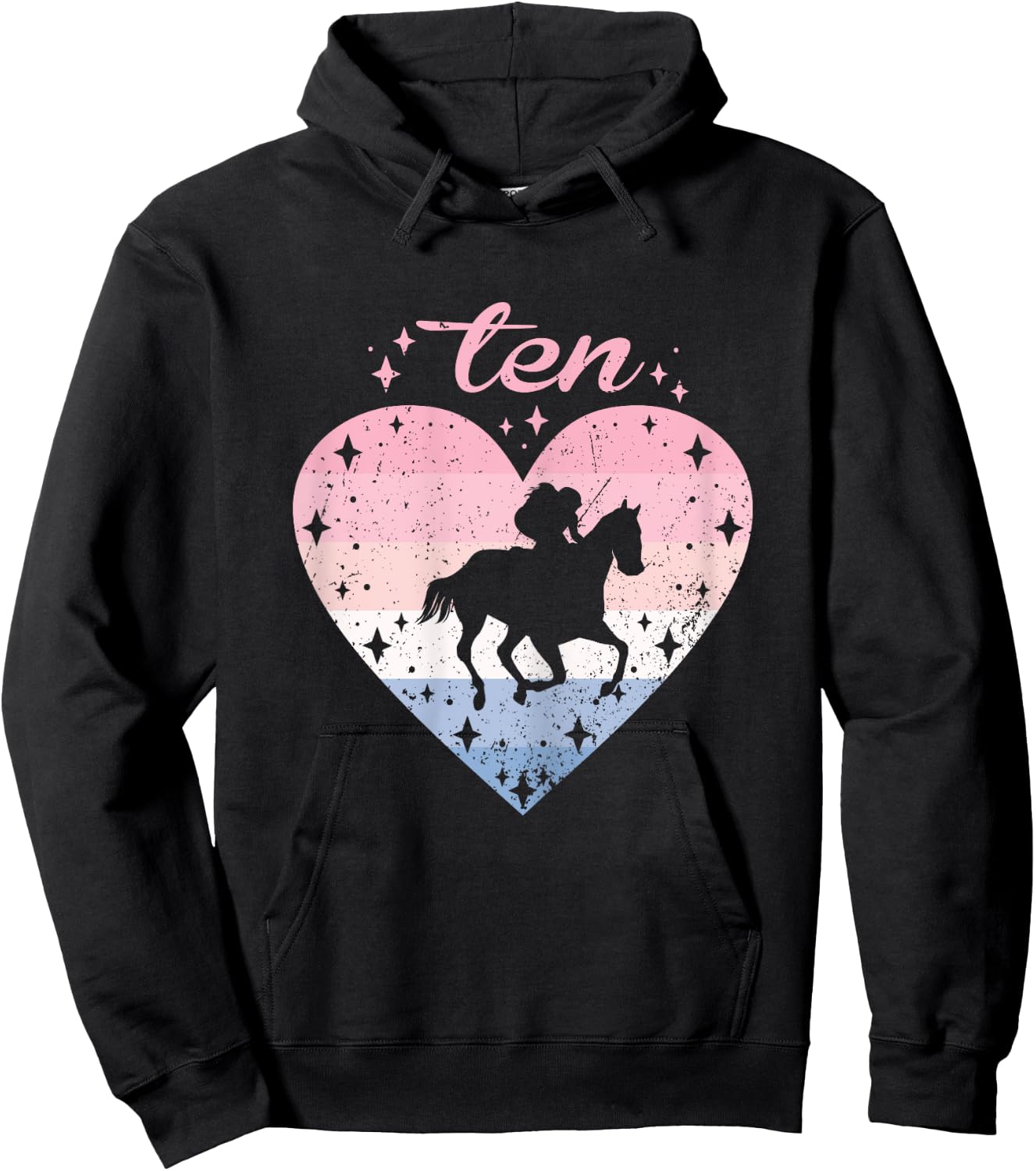10 Year Old Cute Horse Riding Birthday Girl 10th B-day Hoodie - Hoodie | Black