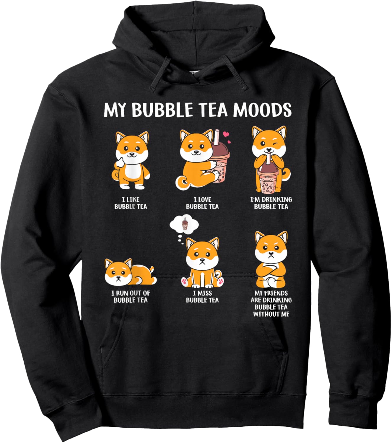My Bubble Tea Moods Funny Kawaii Boba Tea Bubble Tea Fox Hoodie - Hoodie | Black