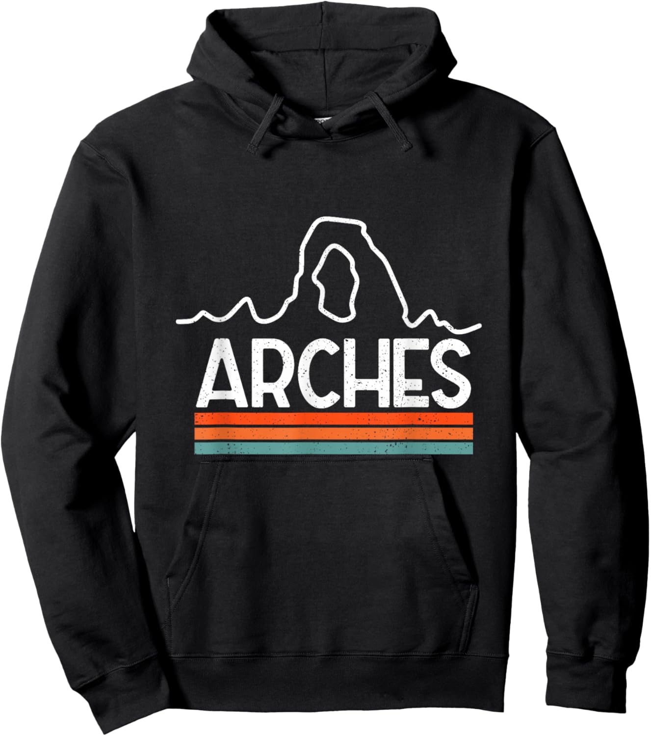Delicate Arch Arches National Park Utah Minimalist Retro Hoodie - Hoodie | Black