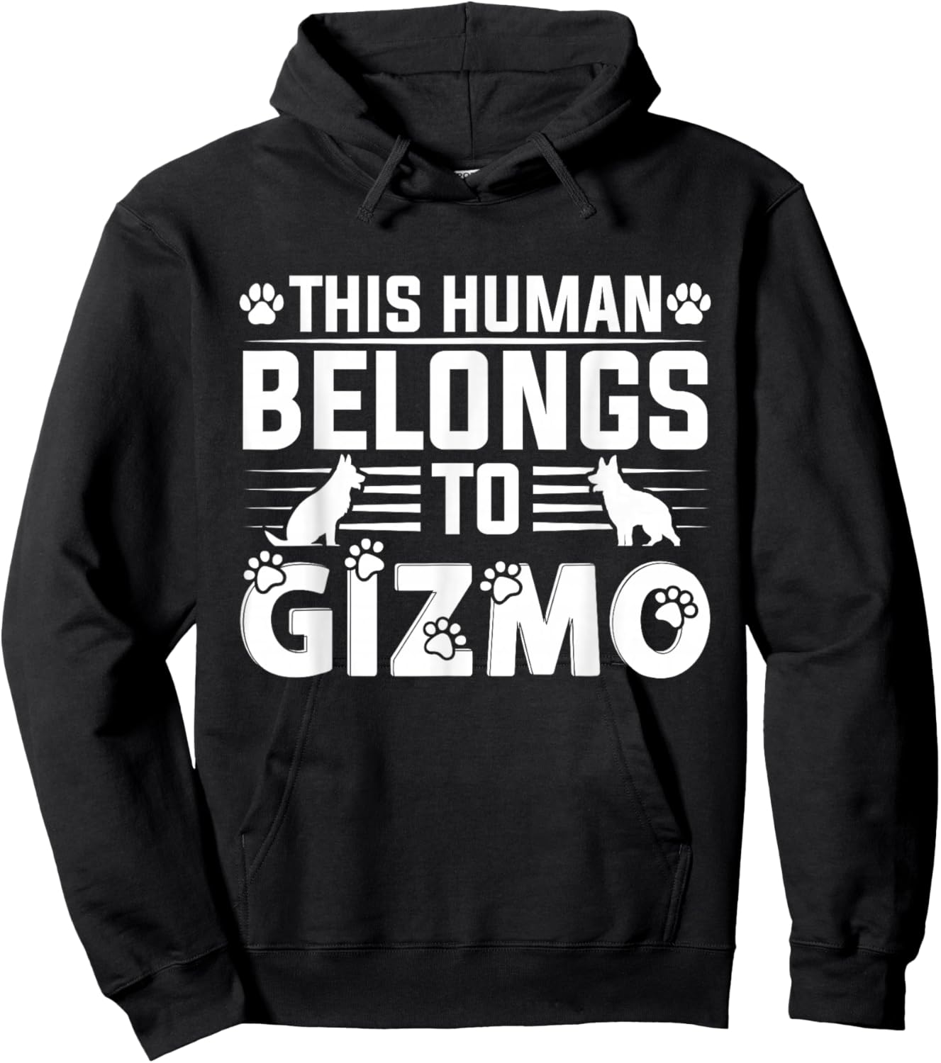 Dog Name Gizmo Personalised Gift This Human Belongs To a Dog Hoodie - Hoodie | Black