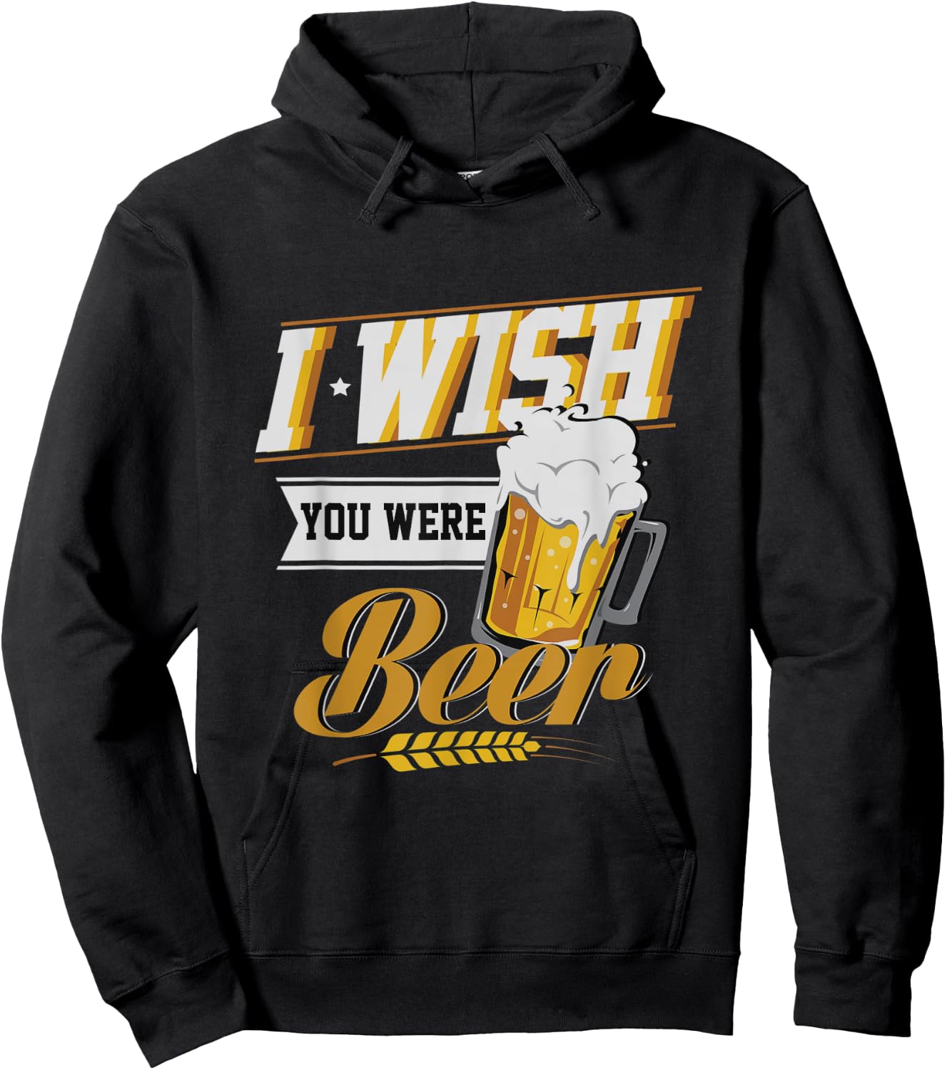 Funny I Wish You Were Beer Vintage Hoodie - Hoodie | Black