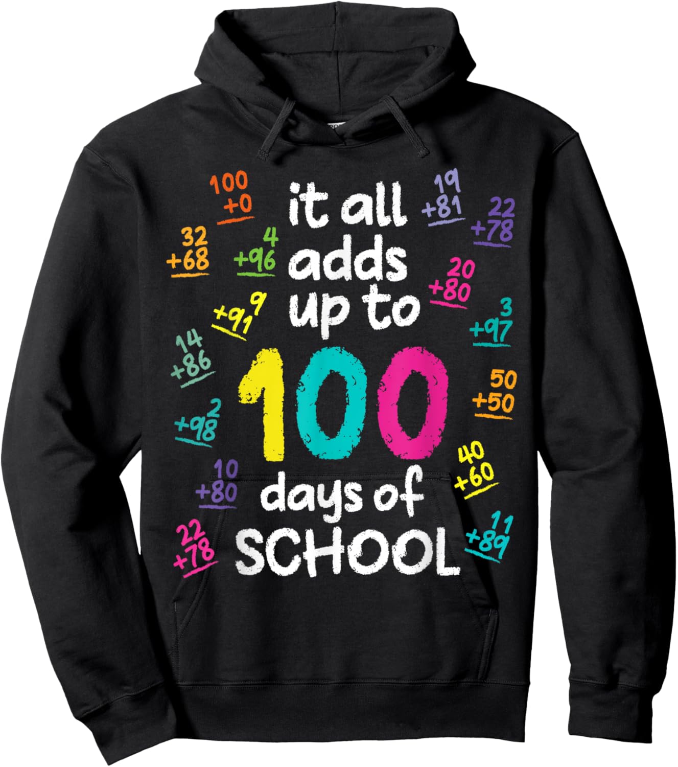 Cool 100 Days Of School Math Addition Funny Teacher Student Hoodie - Hoodie | Black