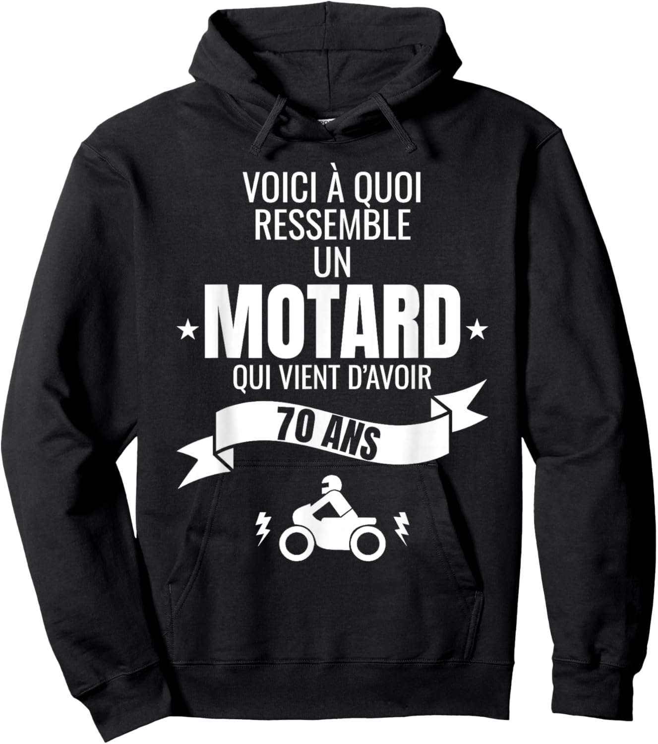 Gift for a biker humour man original 70 years , Black, S Hoodie - Hoodie | Black