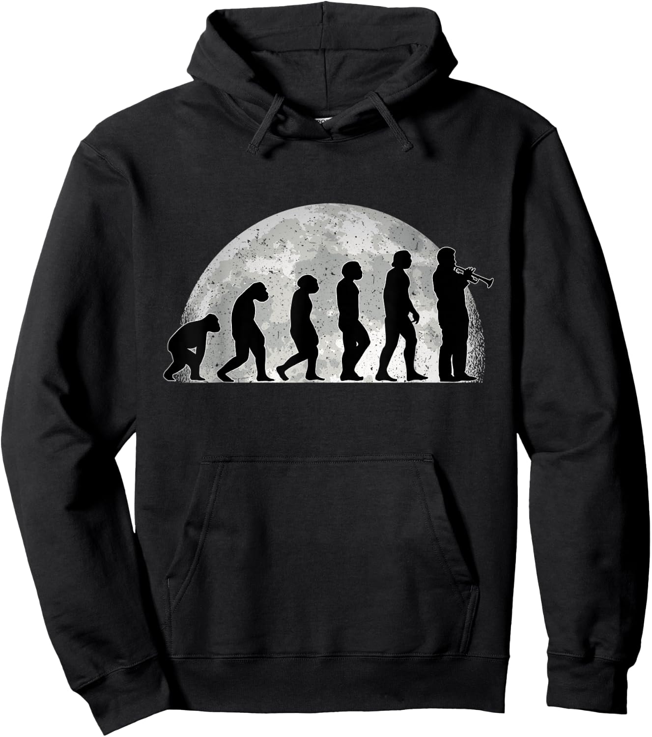 Trumpet Evolution Moon Trumpeter Jazz Music Hoodie - Hoodie | Black