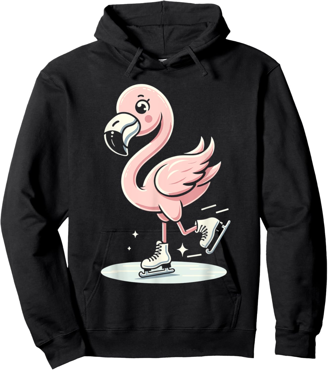 Cute Flamingo Ice Skating Skater Figure Skating For Girls Hoodie - Hoodie | Black