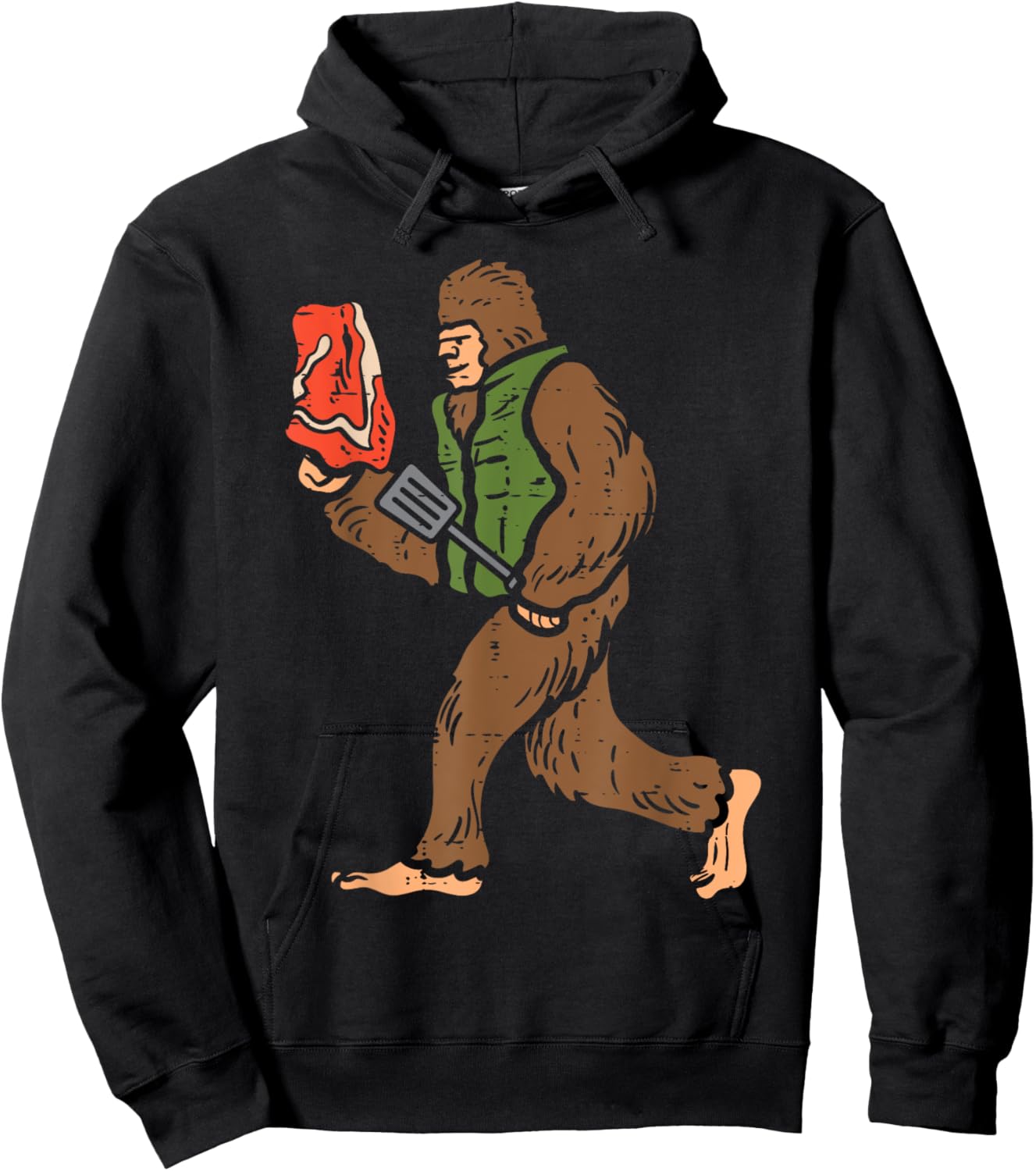Bigfoot Barbecue Bbq Sasquatch Meat Grilling Women Men Kids Hoodie - Hoodie | Black
