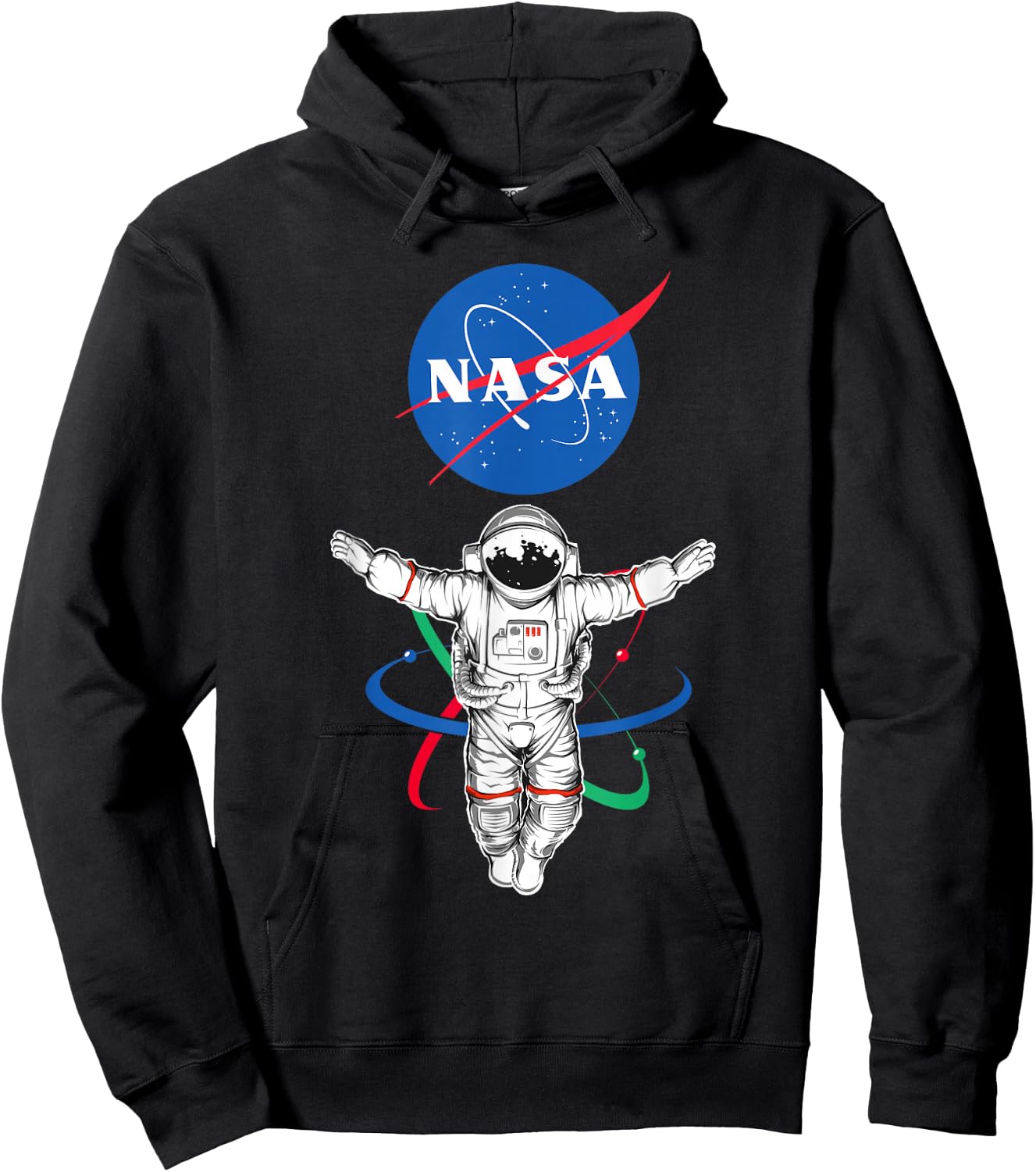Major Future NASA - -Adults, Black, Small, Short Sleeve, Cotton/Polyester, Astronaut Atom NASA Theme Hoodie - Hoodie | Black
