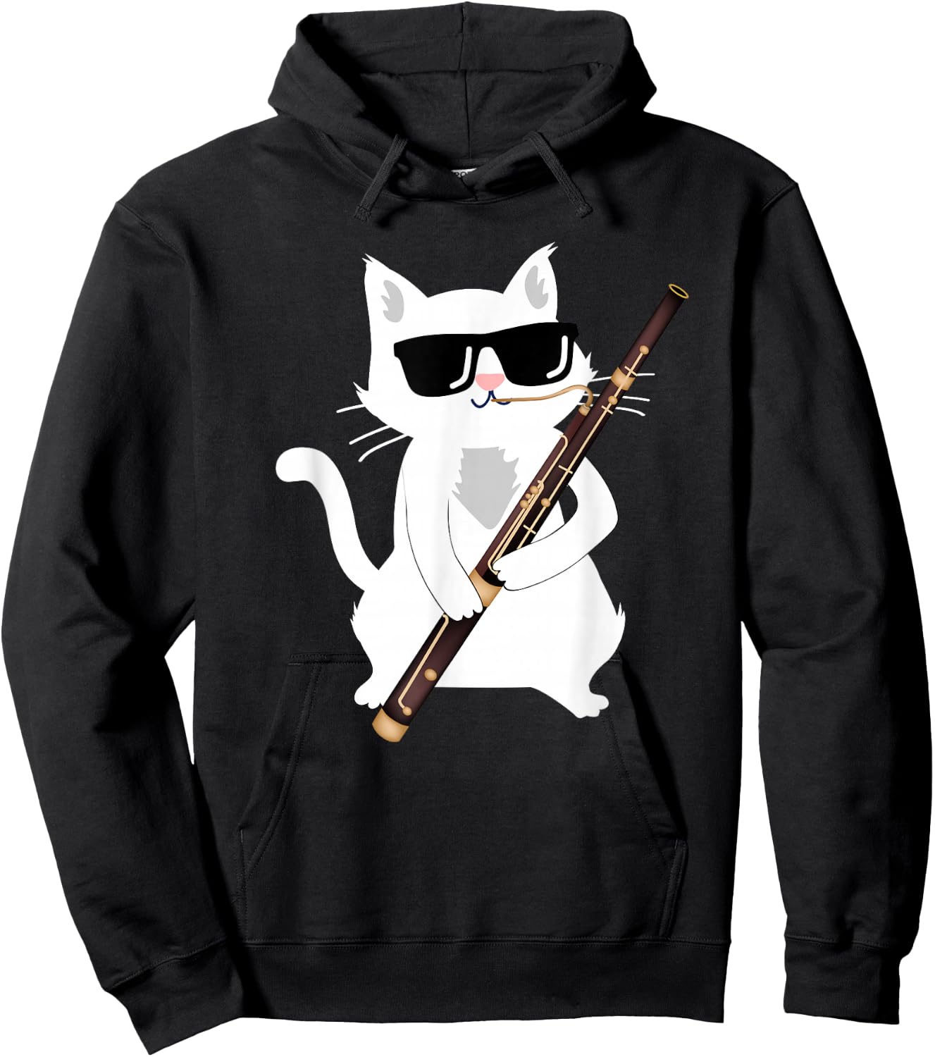 Cat Playing Bassoon Hoodie - Hoodie | Black