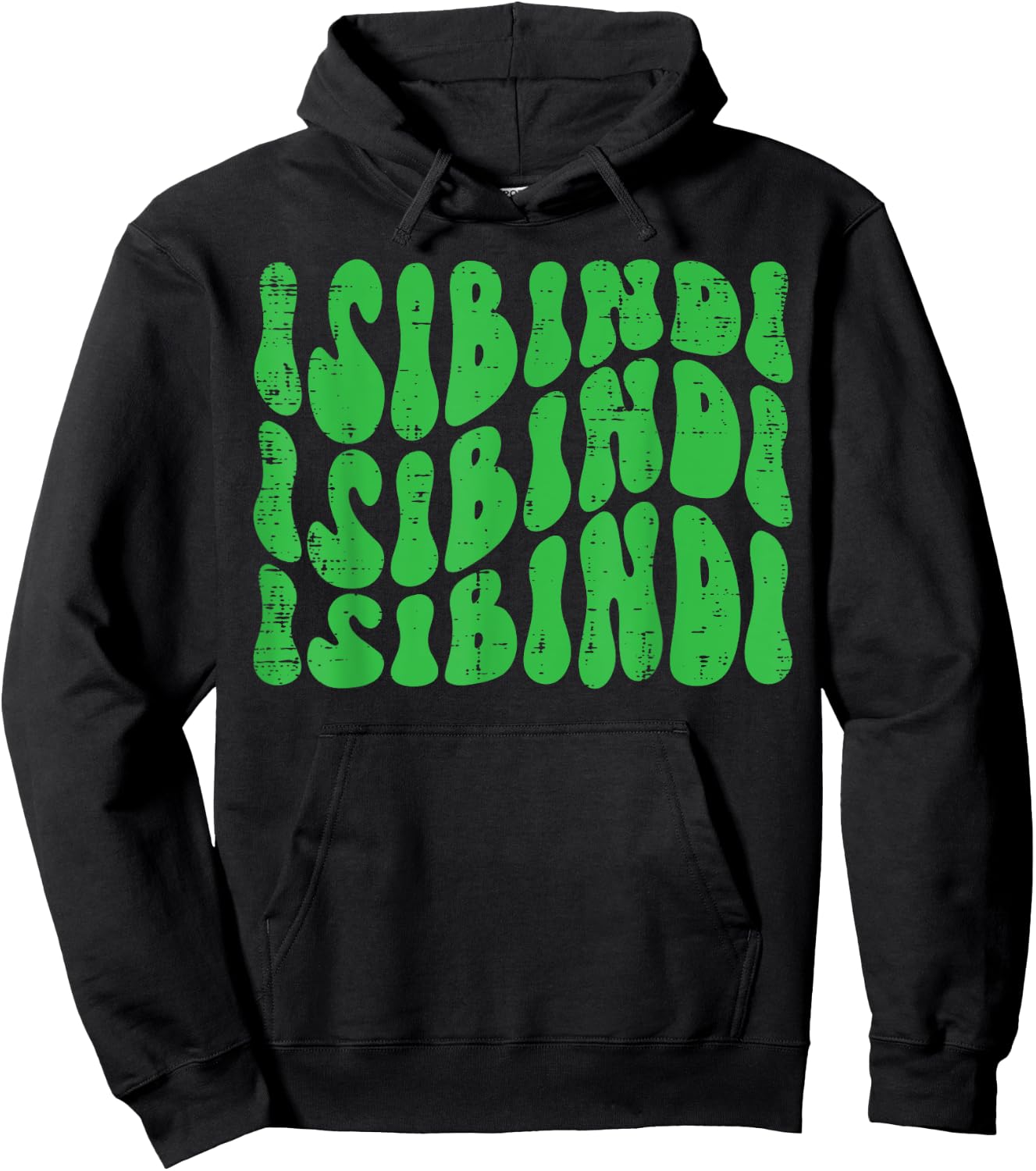Isibindi Groovy Wavy Style School Spirit Wear Green Isibidi Hoodie - Hoodie | Black