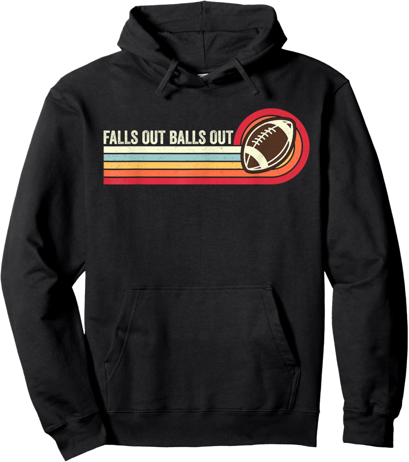 Falls Out Balls Out Retro Football Vintage Thanksgiving Hoodie - Hoodie | Black