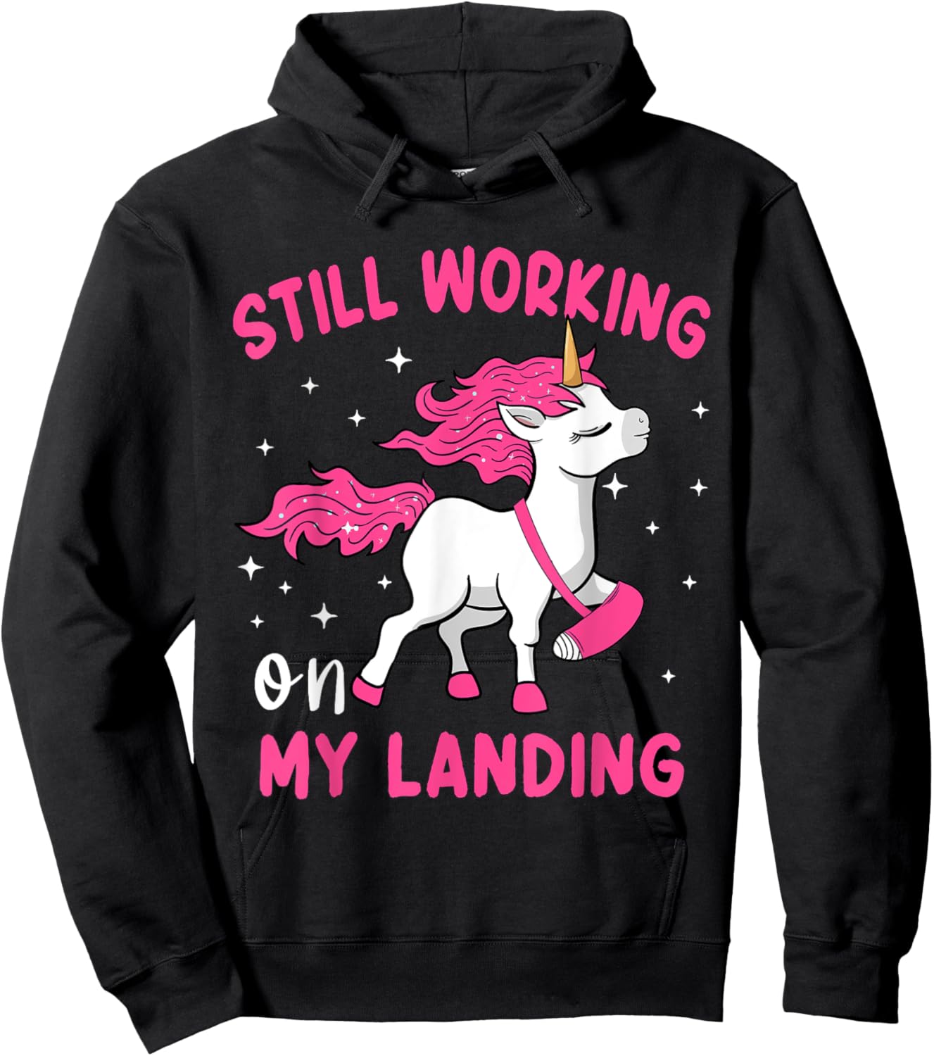 Still Working on My Landing Unicorn Funny Broken Arm Women Hoodie - Hoodie | Black