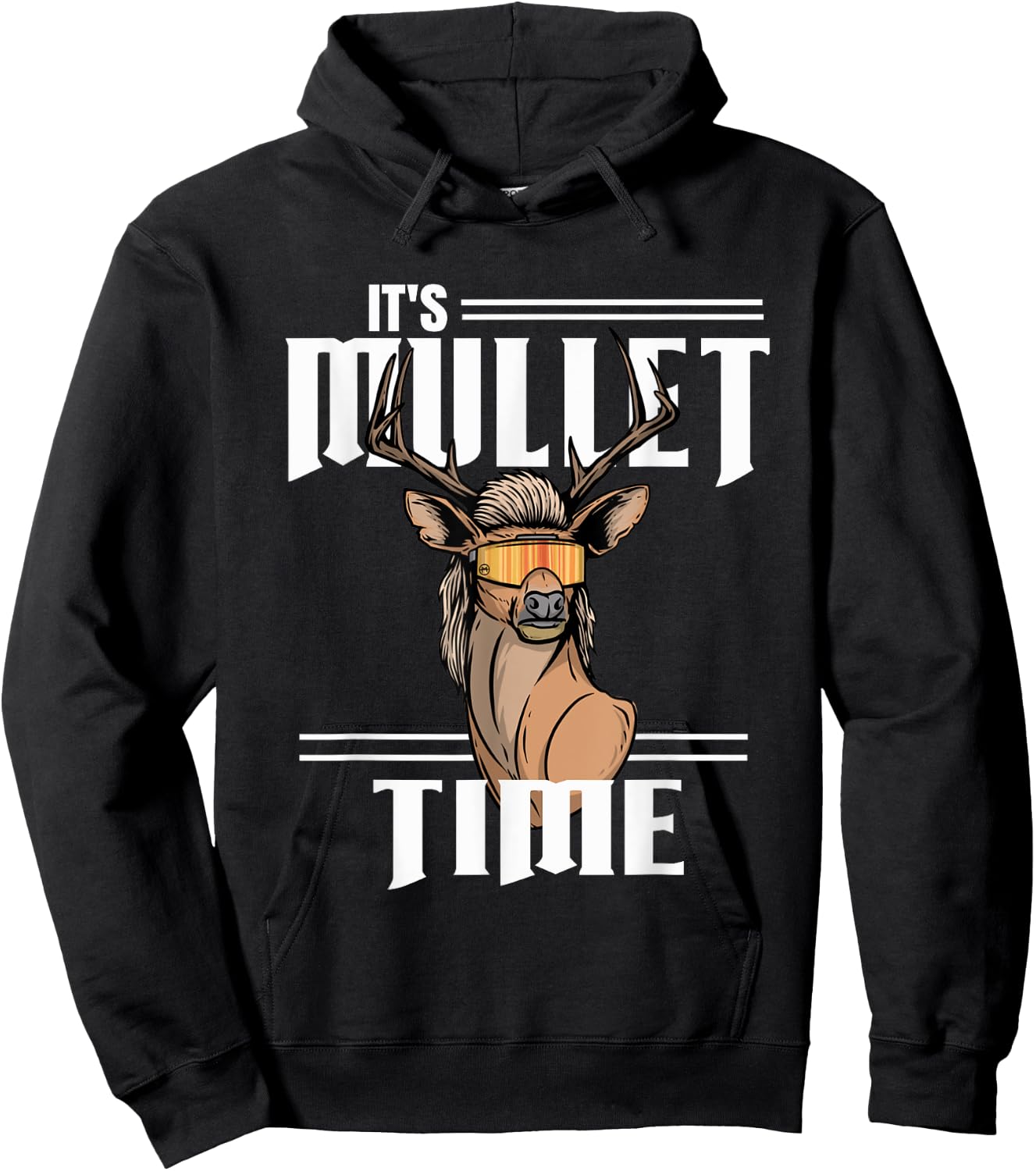 Whitetail Deer It's Mullet Time Hunting Buck Hoodie - Hoodie | Black