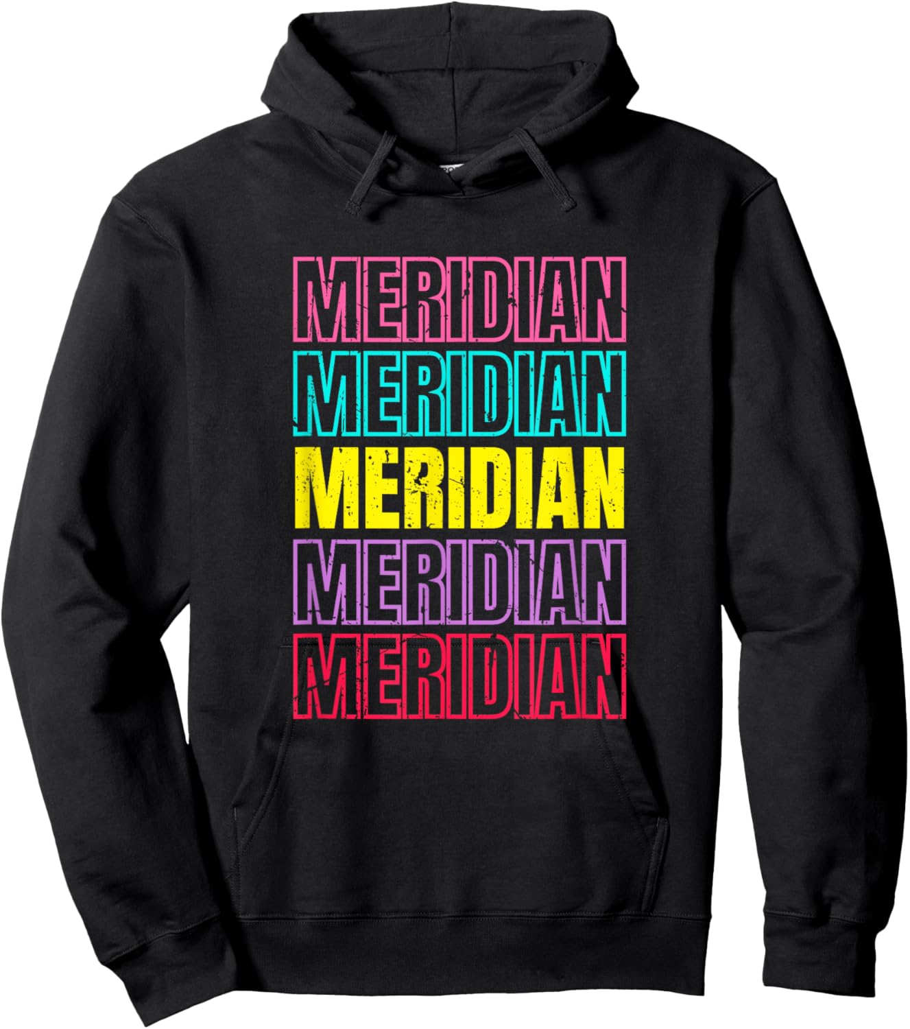 Meridian Repeating Text Retro Colors Hoodie - Hoodie | Black