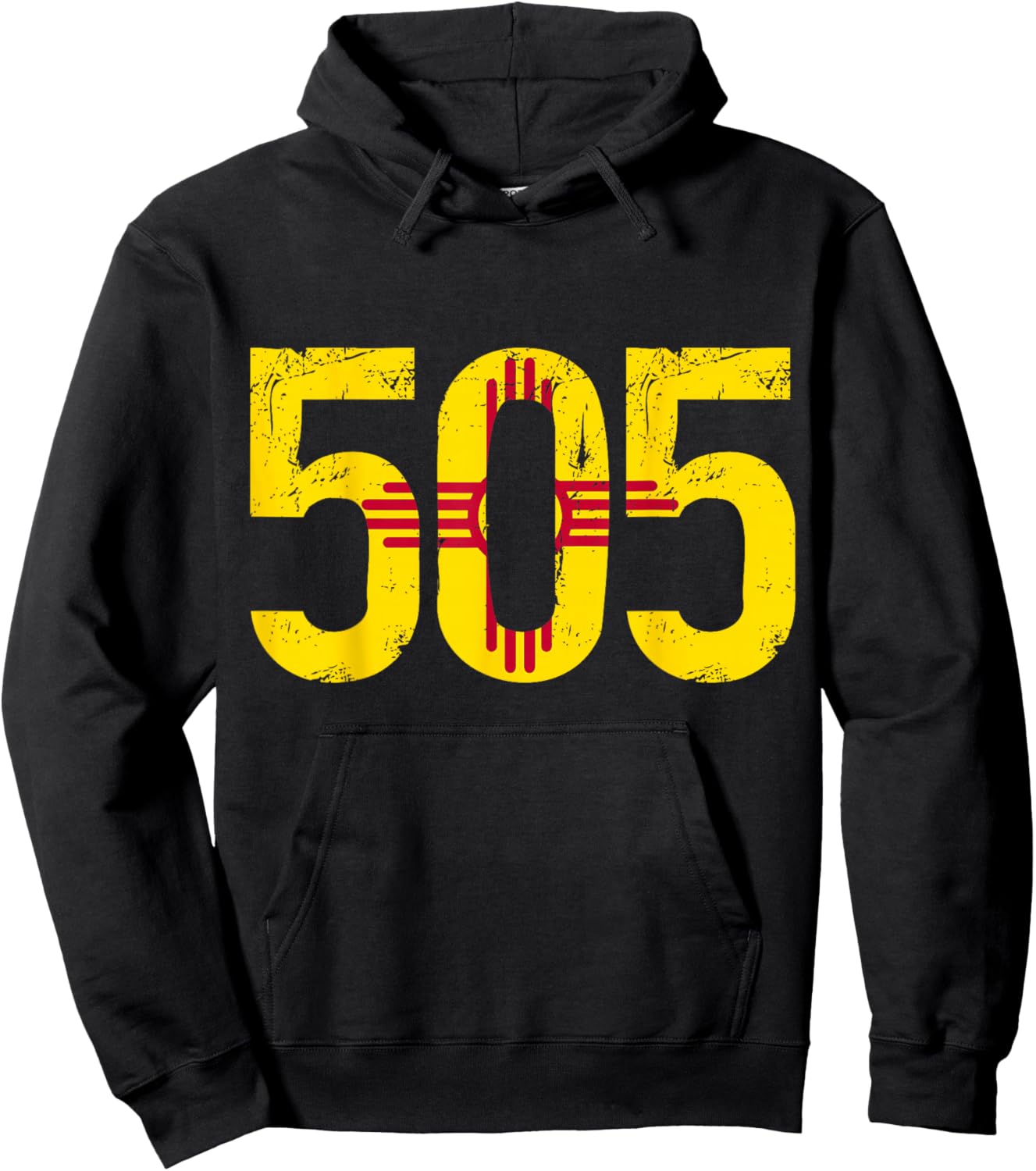 Albuquerque New Mexico 505 Area Code Flag Pride Vintage Hoodie - Hoodie | Black