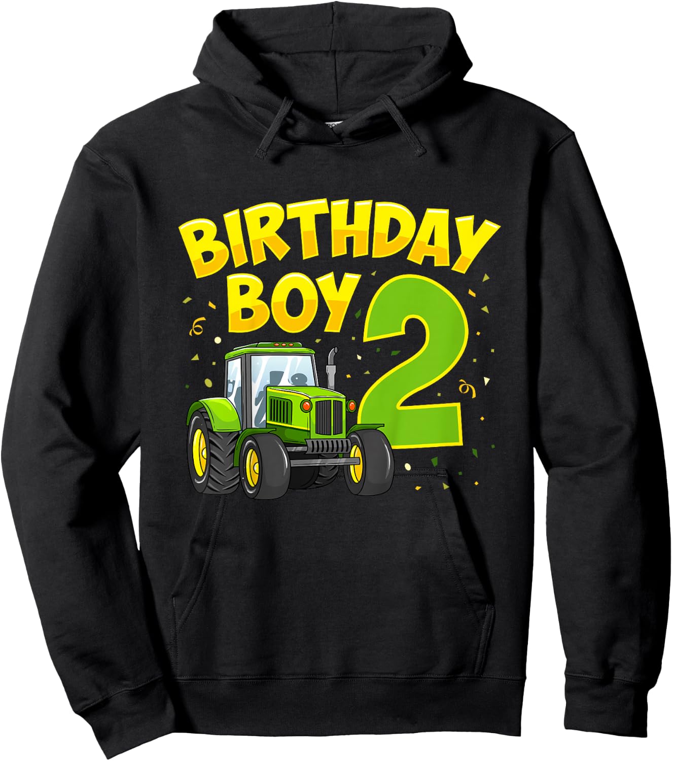 Kids 2nd Birthday Boy 2 Year Old Farm Truck Tractor Party Hoodie - Hoodie | Black