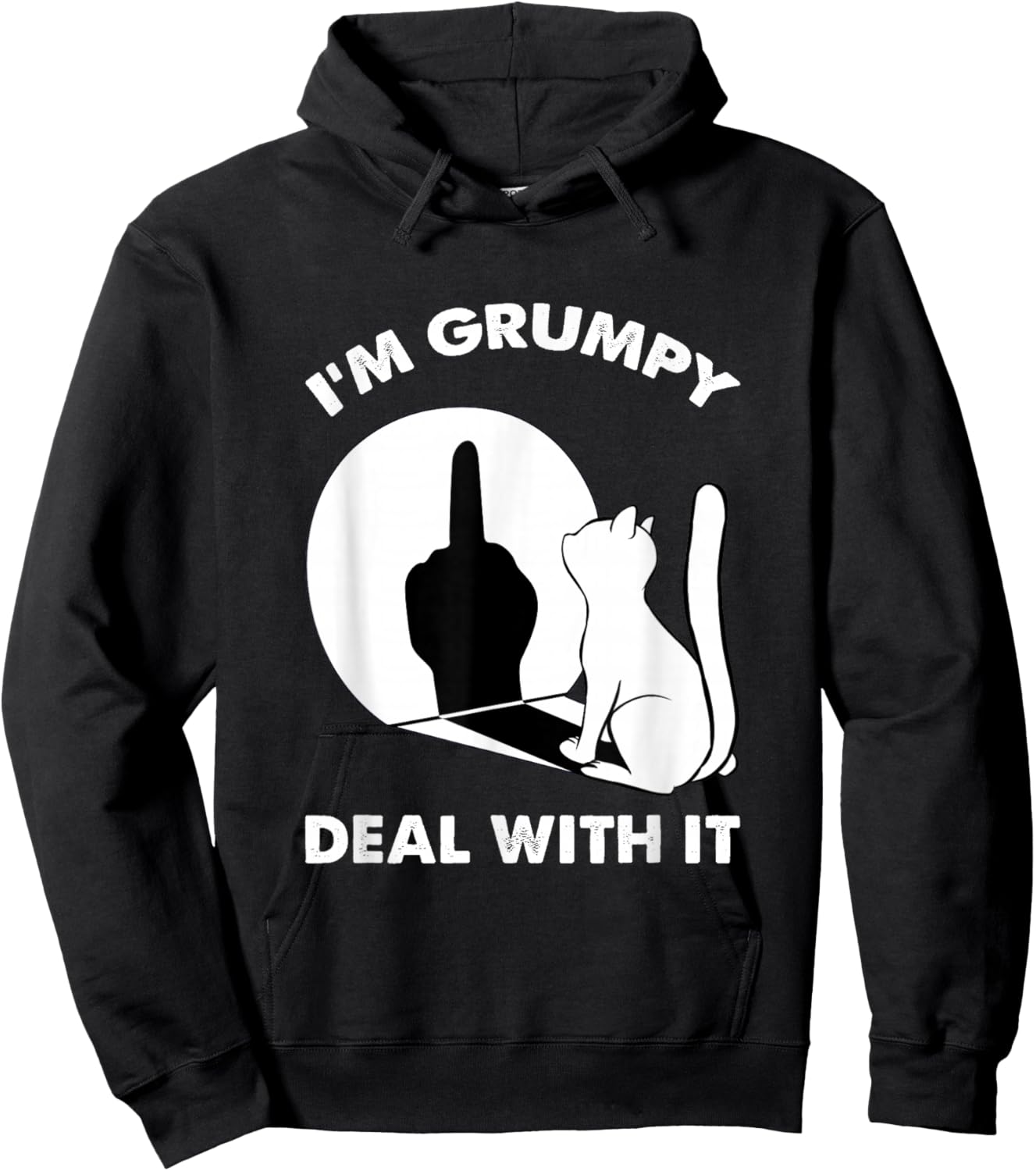Funny Cat Middle Finger Shirts Cat I'm Grumpy Deal with It Hoodie - Hoodie | Black