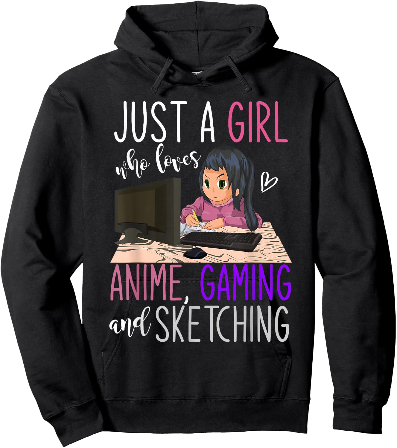 Artist Gamer Girls Gift Sketching Video Games Gaming Anime Hoodie - Hoodie | Black
